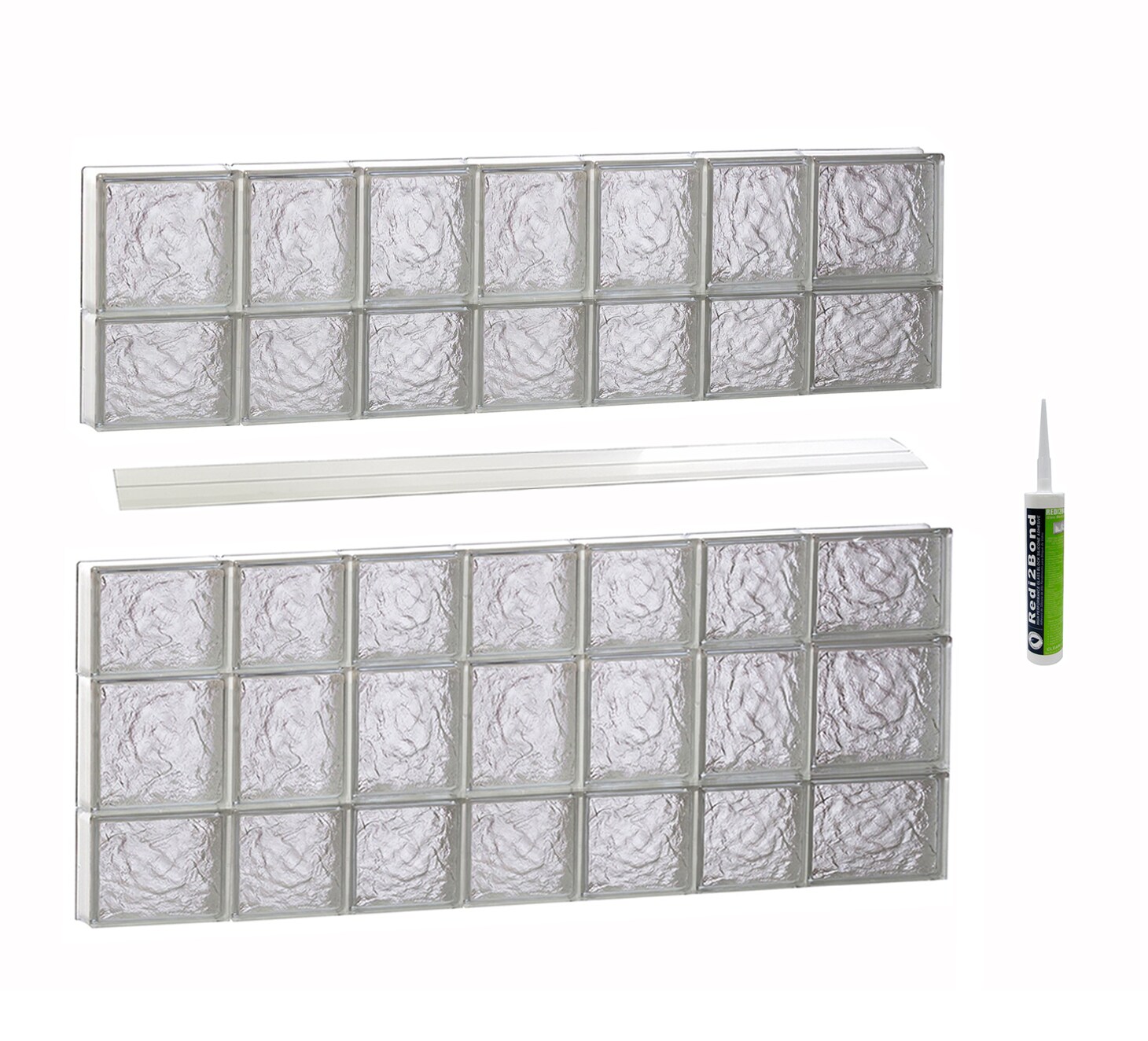 REDI2SET S4634IS Ice Glass 44-1/4-in x 32-3/4-in Frameless Replacement Glass Block Window