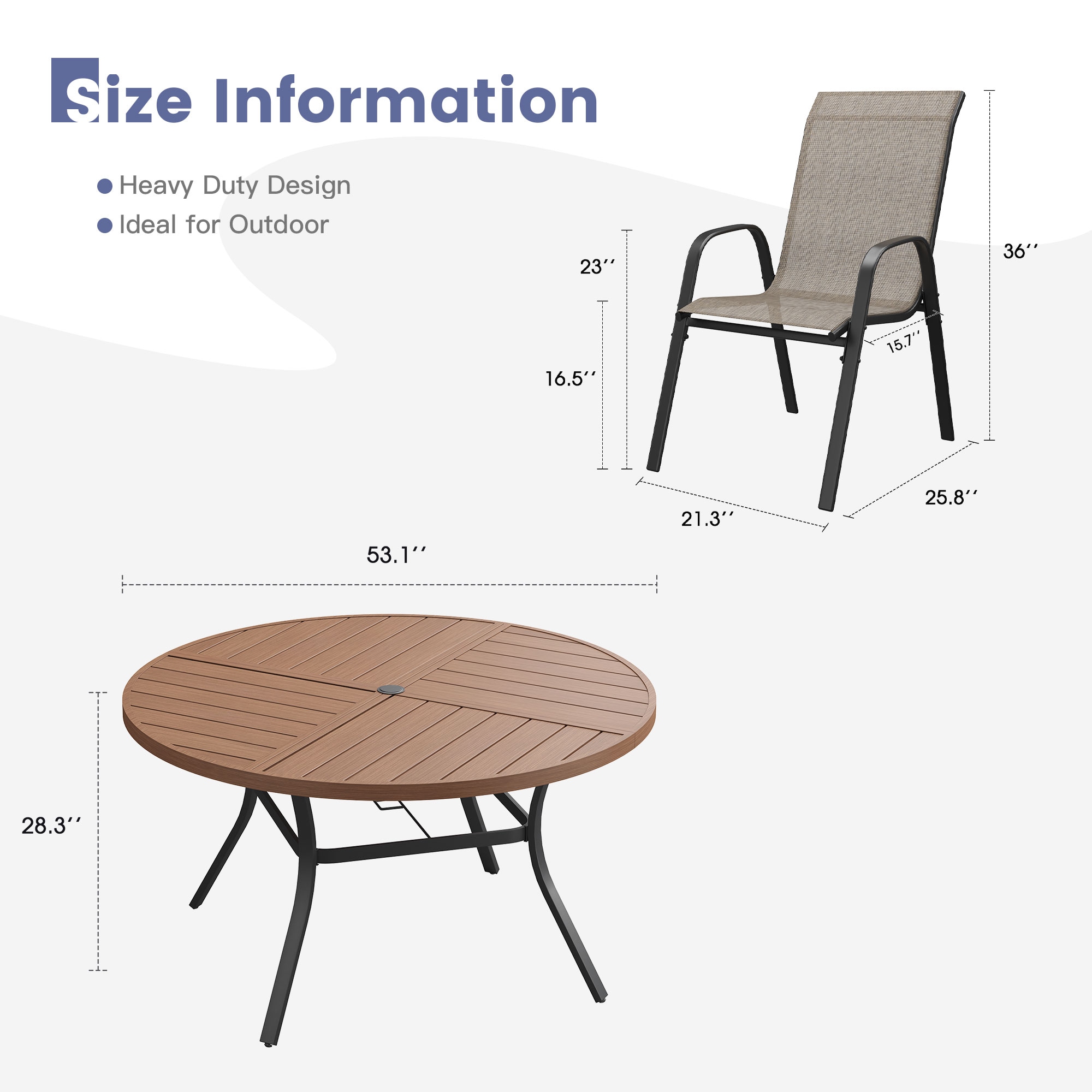 VICLLAX DTR02WL-DC213BR-7V Patio-Dining-Sets - View #3