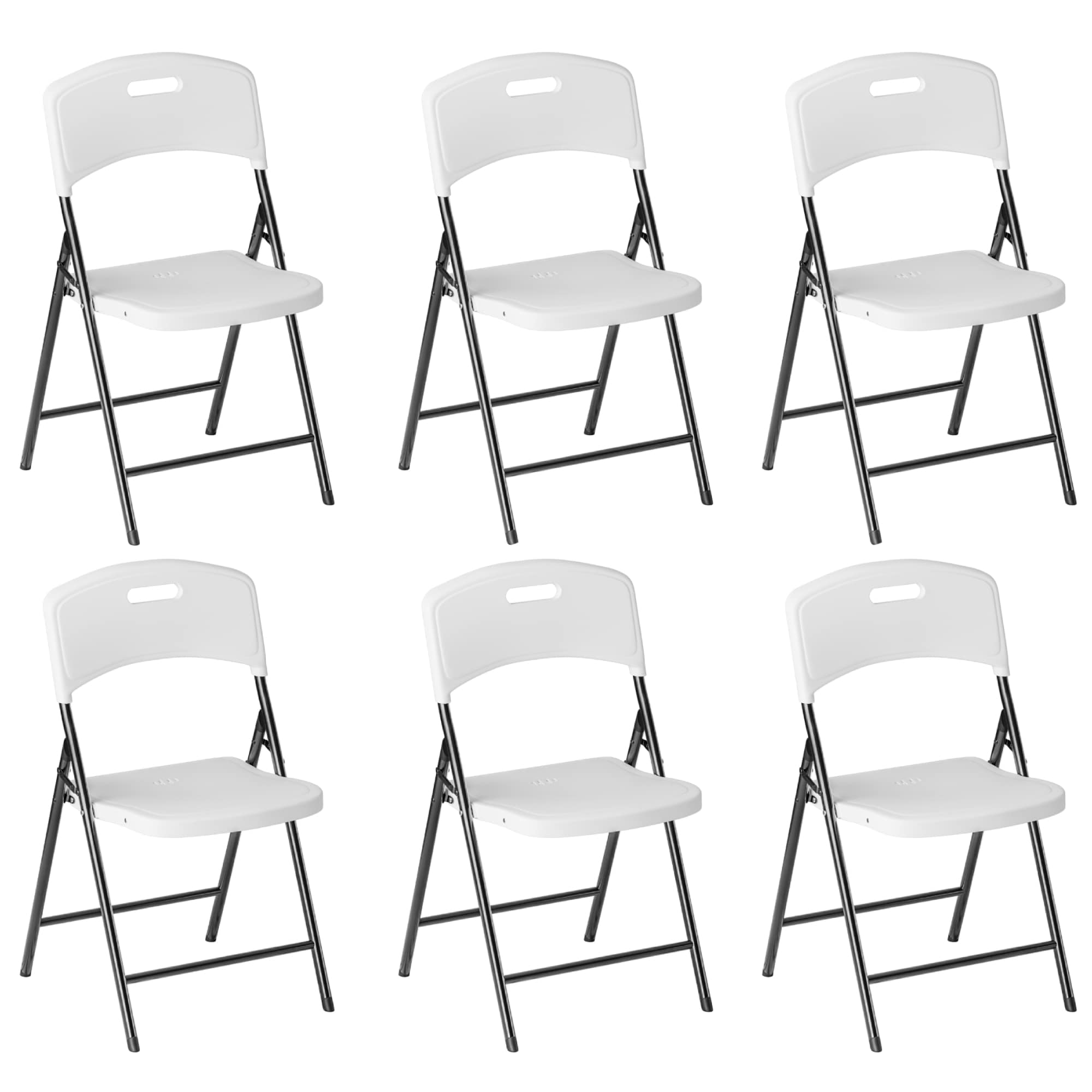 Yardgrace - 6 Pack Metal Frame Plastic Seat Indoor Outdoor Standard Folding Chair 300lbs Weight Cap