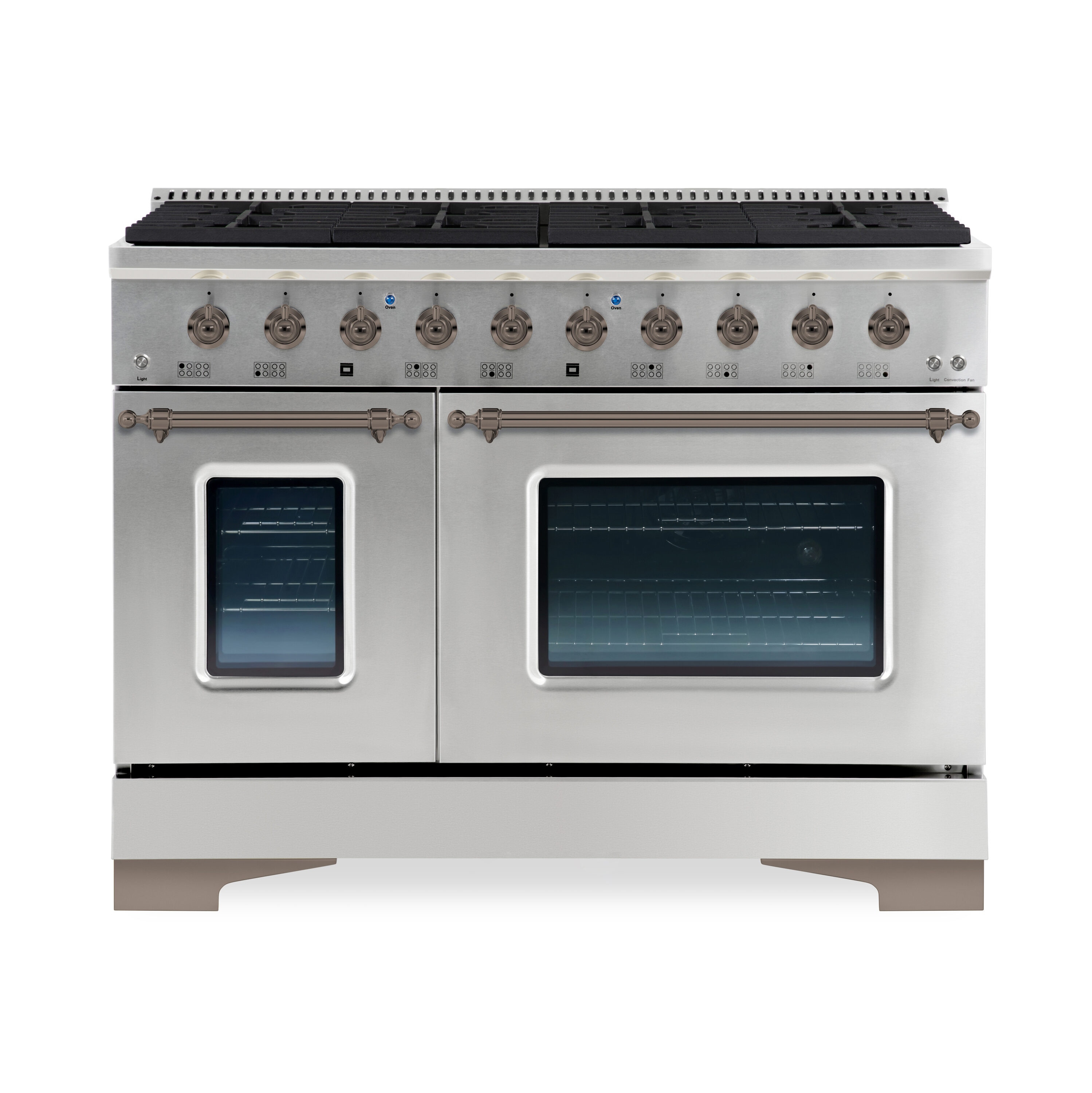 Hallman HCLRG48BZSS 48-in 8 burners 4.5-cu ft / 2.5-cu ft Convection Oven Freestanding Double Oven Gas Range ( Stainless Steel )