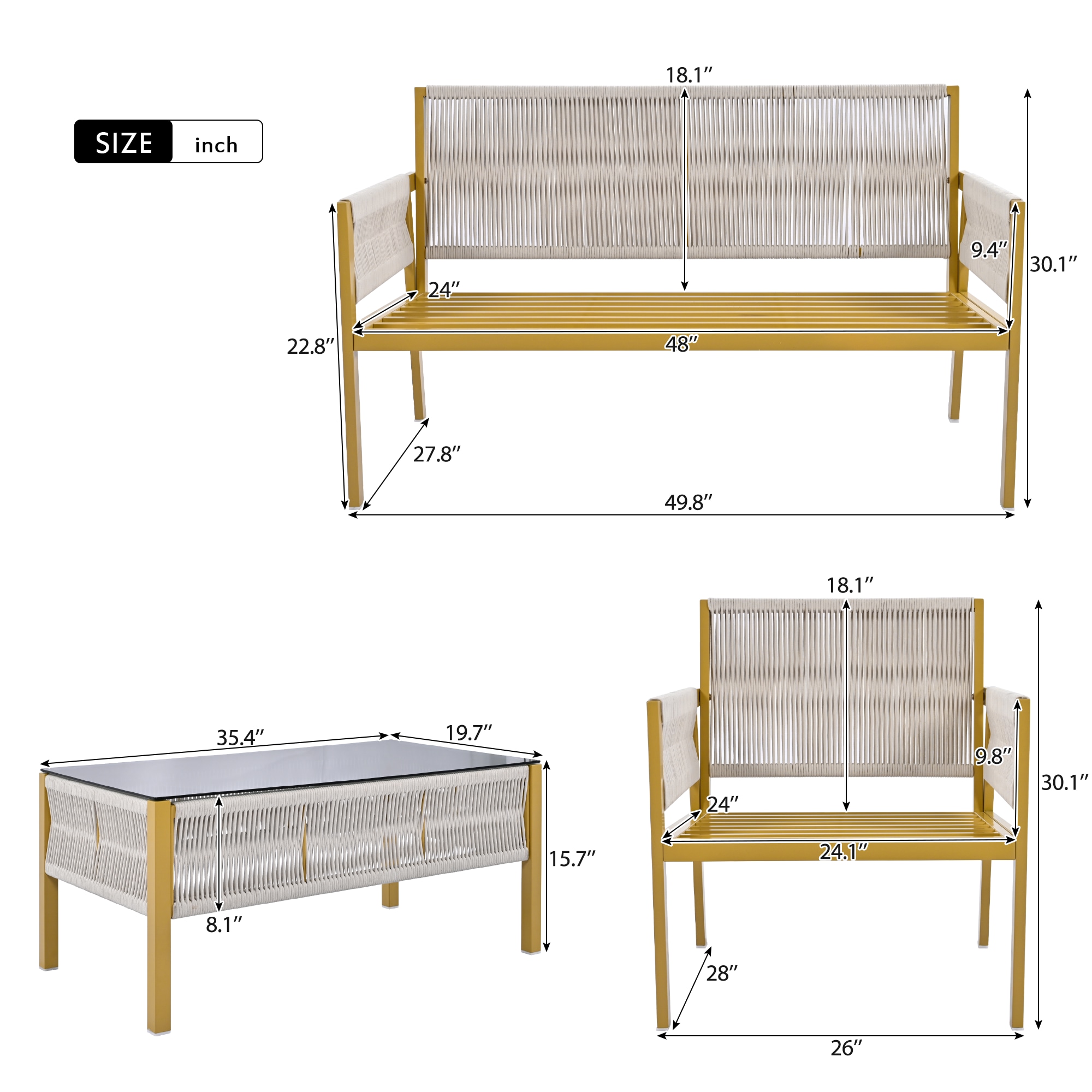 Forclover ALKK-03AWH Patio-Conversation-Sets - View #7