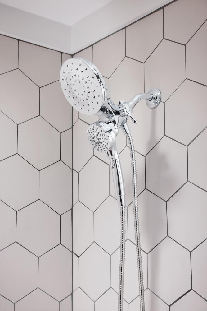 Chrome Dual Head Handheld Rain Shower with Magnetic Docking