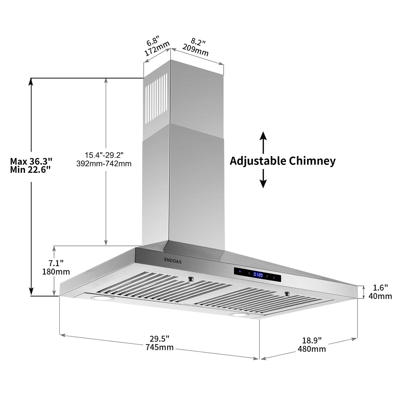 Damerin T11234 Wall-Mounted-Range-Hoods - View #13