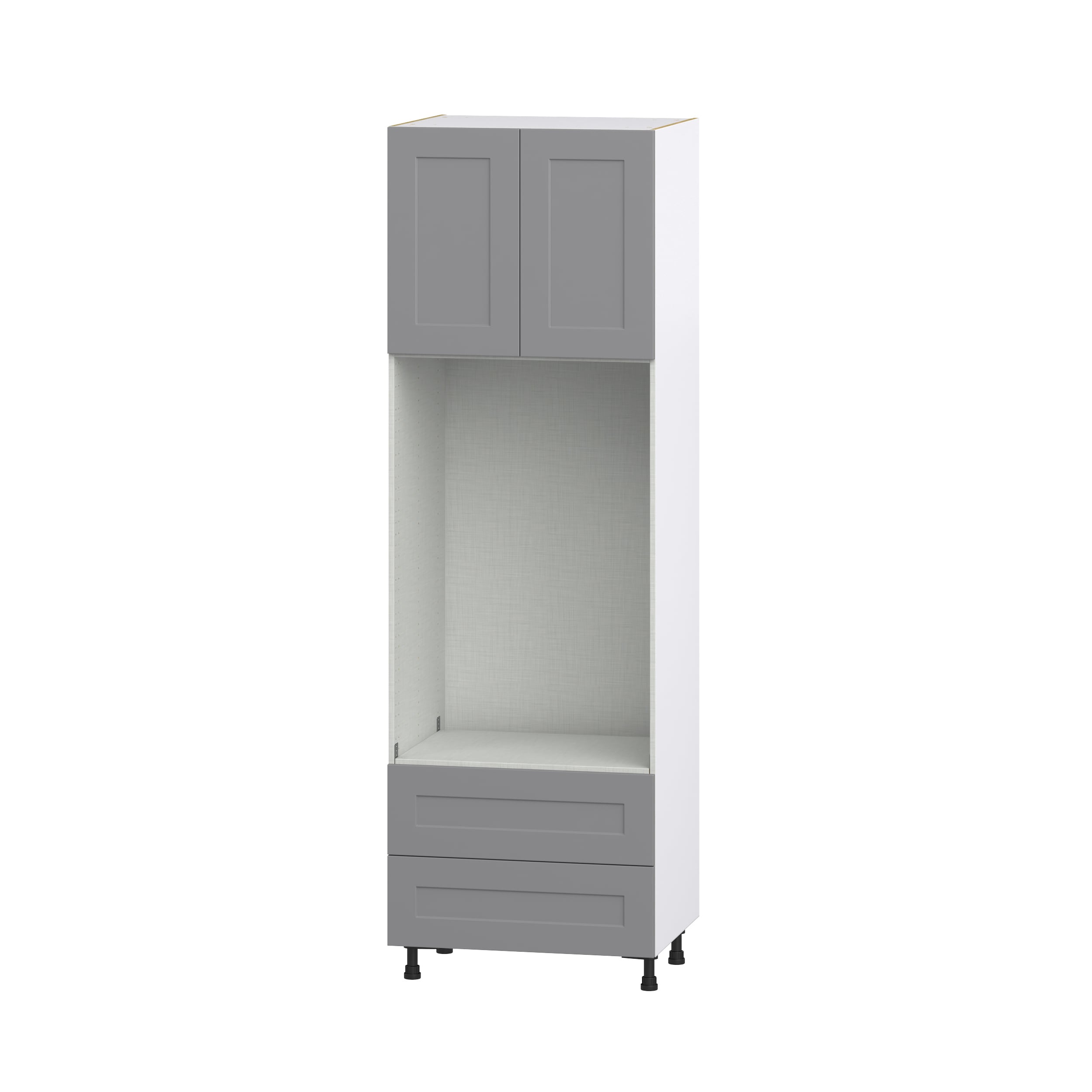 Hugo&Borg DSTMO2DA3094.5-BM Beaumont 30-in W x 94.5-in H x 24-in D Slate Gray 2 -Drawers Microwave Pantry Fully assembled Cabinet (Recessed Panel Shaker)