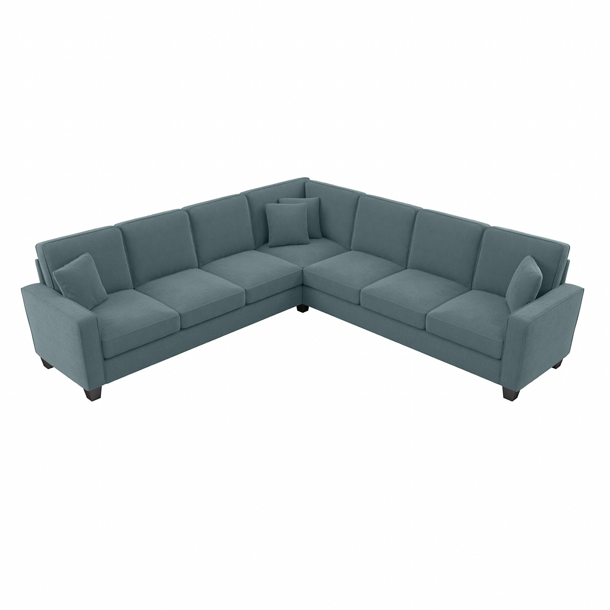 Bush Furniture SNY110STBH-03K Stockton 111.0236-in Modern Turkish Blue Herringbone Fabric Sectional