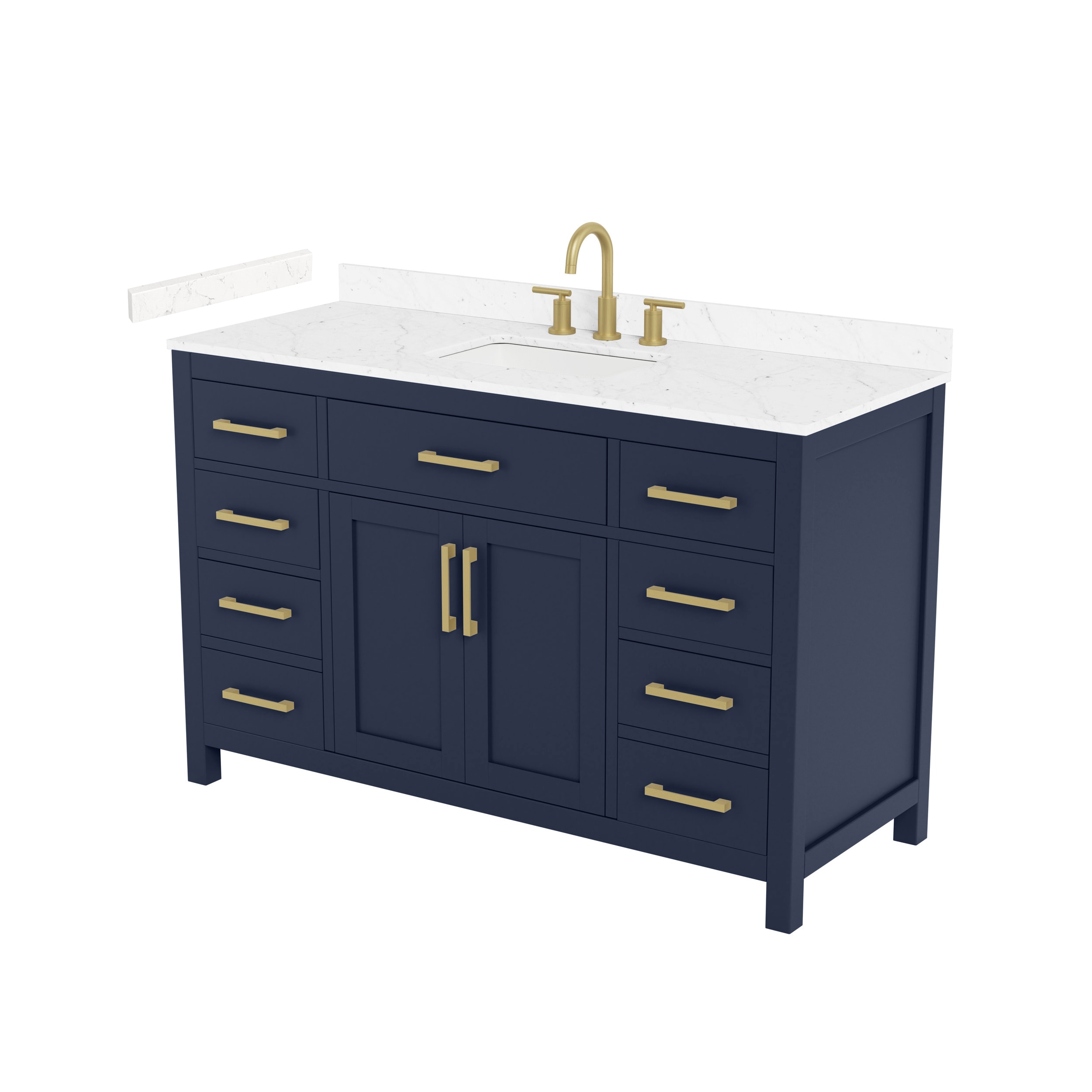 Wyndham Collection - Beckett 54-in Dark Blue with Brushed Gold Trim Undermount Single Sink Bathro...