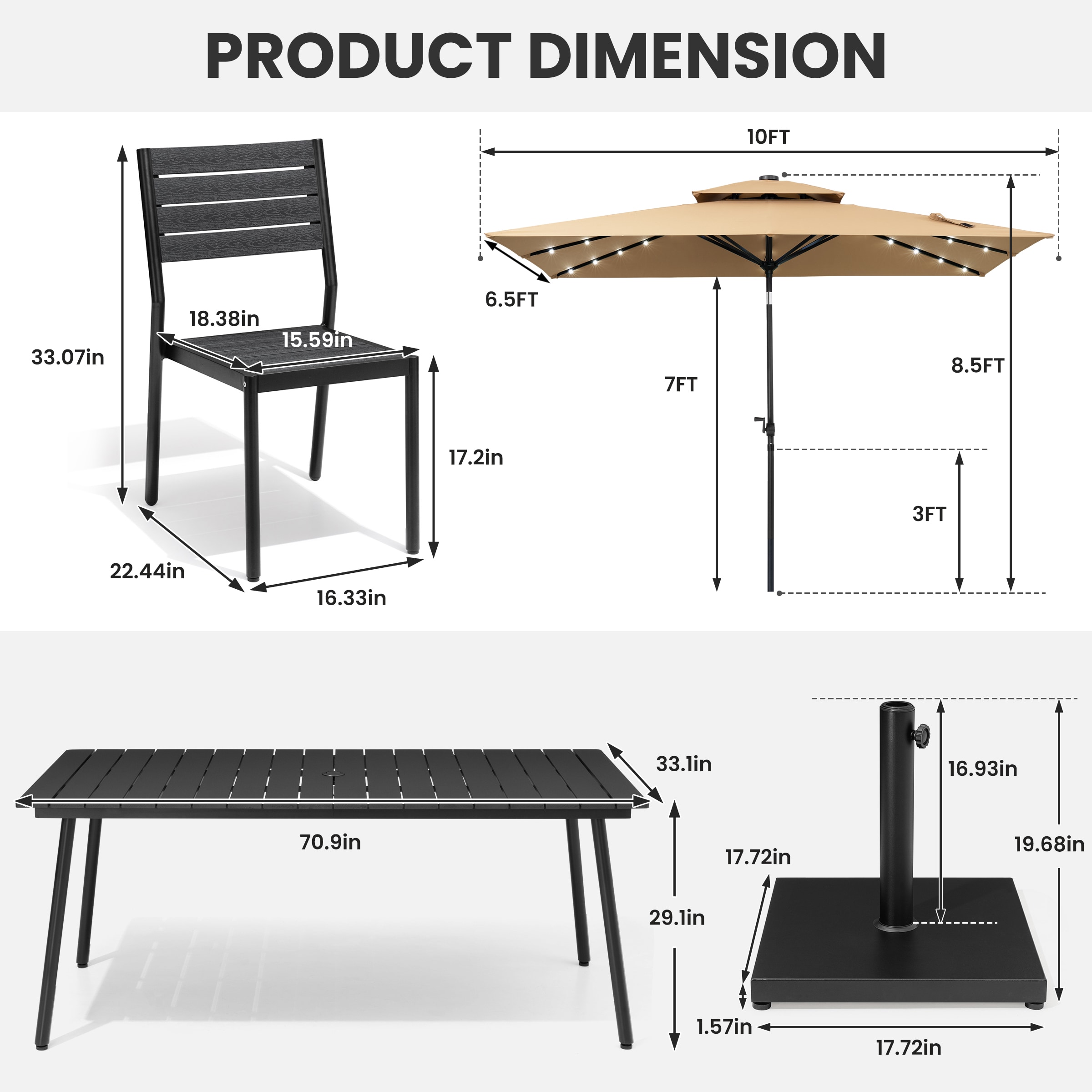 Crestlive Products CL-TDPU1237BLK180-9 Patio-Dining-Sets - View #3