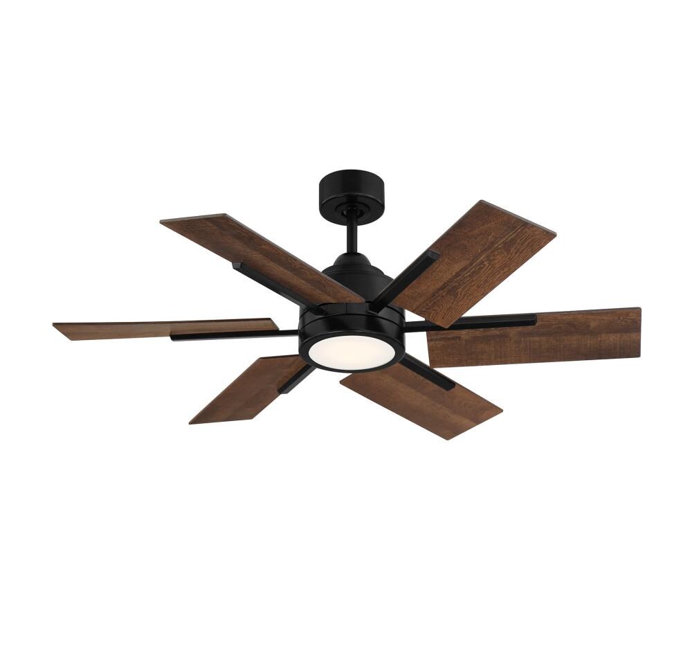  LW-SH610143 Matte Black Integrated LED Indoor Ceiling Fan with Light and Remote (6-Blade)