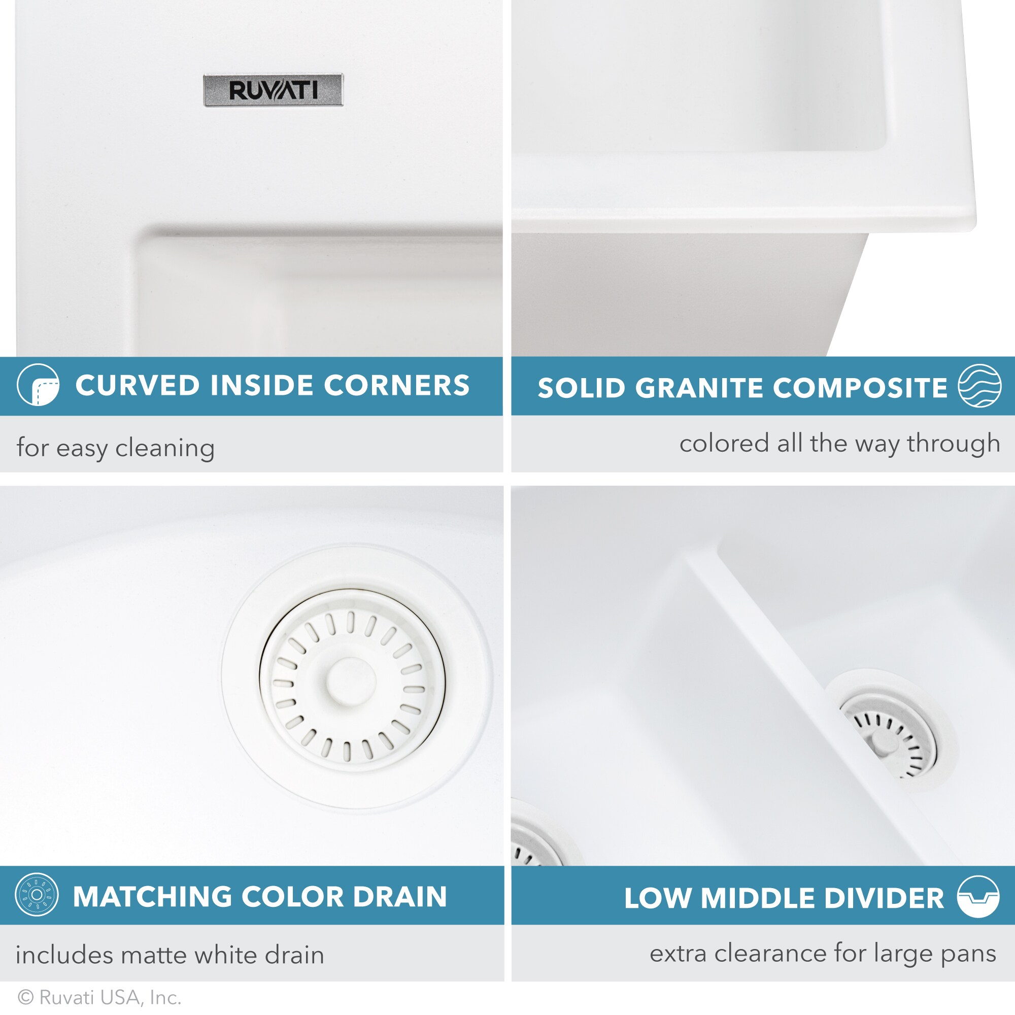 Ruvati RVG1345WH Kitchen-Sinks - View #8