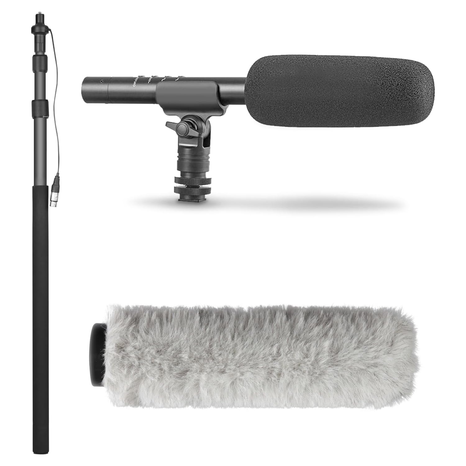 Movo  Boom Mic Bundle - Shotgun Microphone with Telescoping Boom Pole and XLR Cable