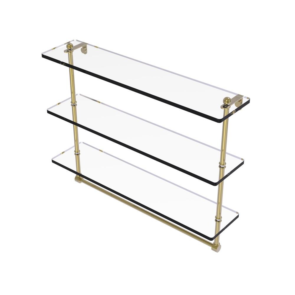 Allied Brass PR-5/22TB-UNL Prestige Regal Unlacquered 3-Tier Brass Wall Mount Bathroom Shelf (22-in X 18-in X 5-in)