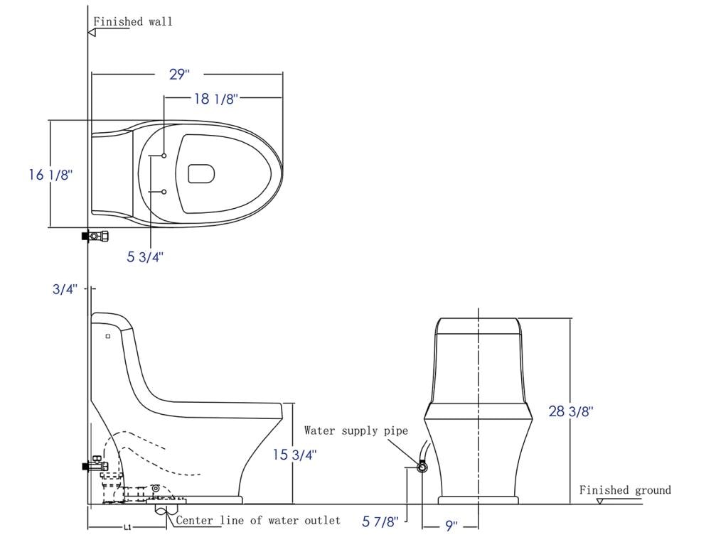 EAGO White Elongated Standard Height Soft Close 1-Piece Toilet 12-in ...