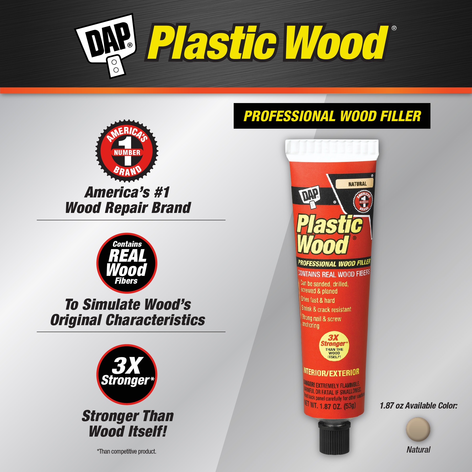 1.87 oz Dap 21500 Natural Plastic Wood Solvent Based Wood Filler - Wood  Fill 