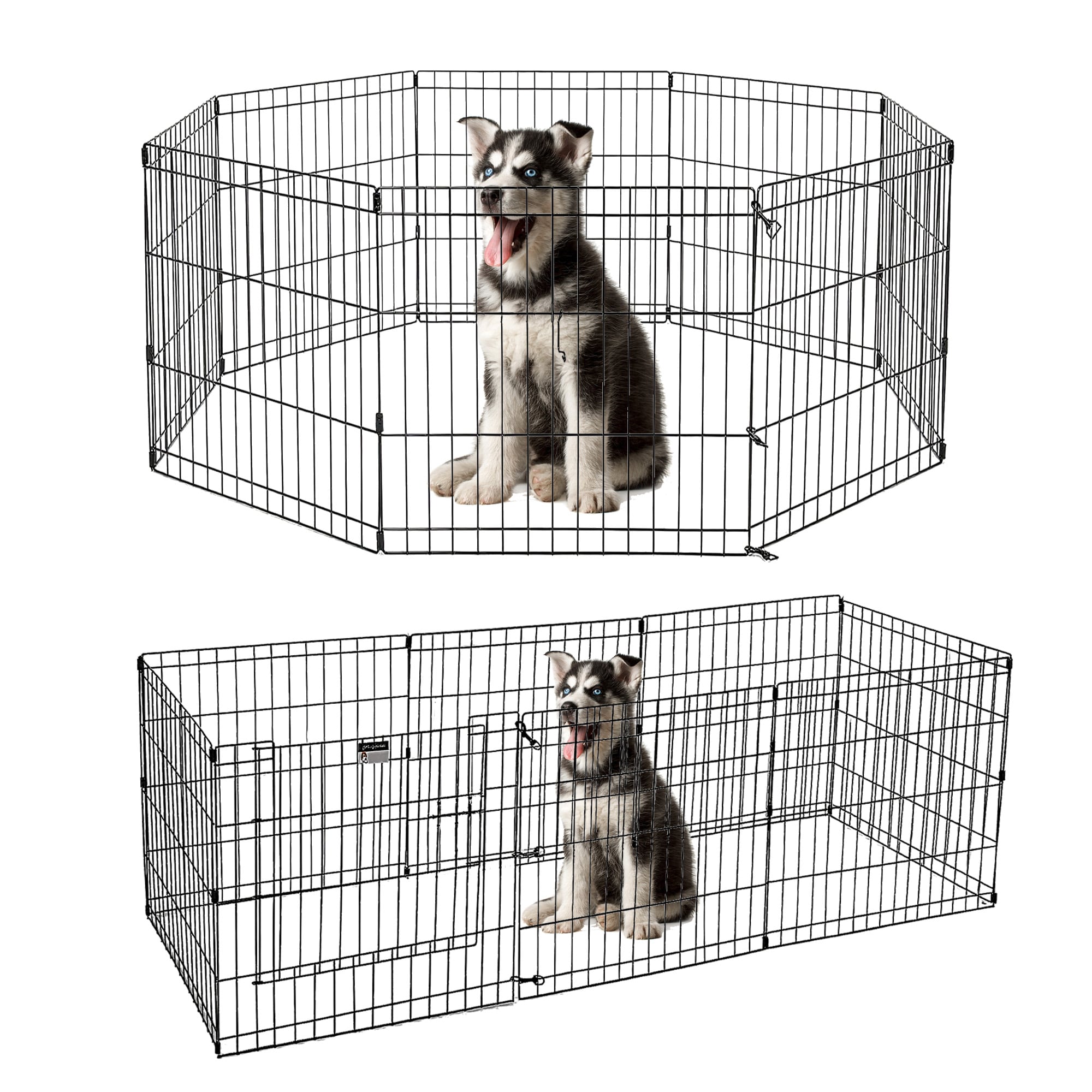 Cenadinz - 30 Inch Foldable Metal Dog Exercise Pen with 8 Panels Single Door for Indoor and Outdo...
