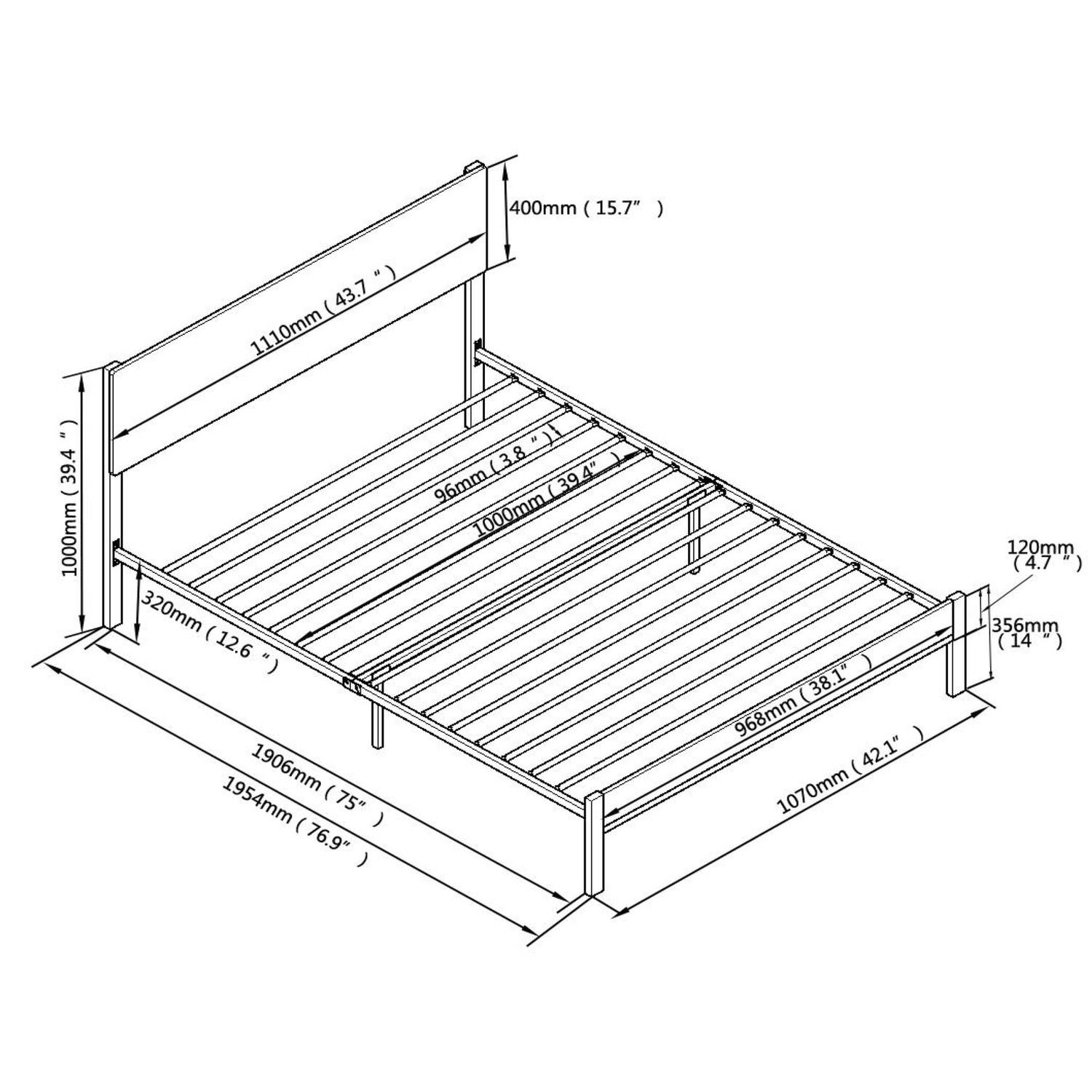 JASMODER Black Twin Composite Platform Bed in the Beds department at ...