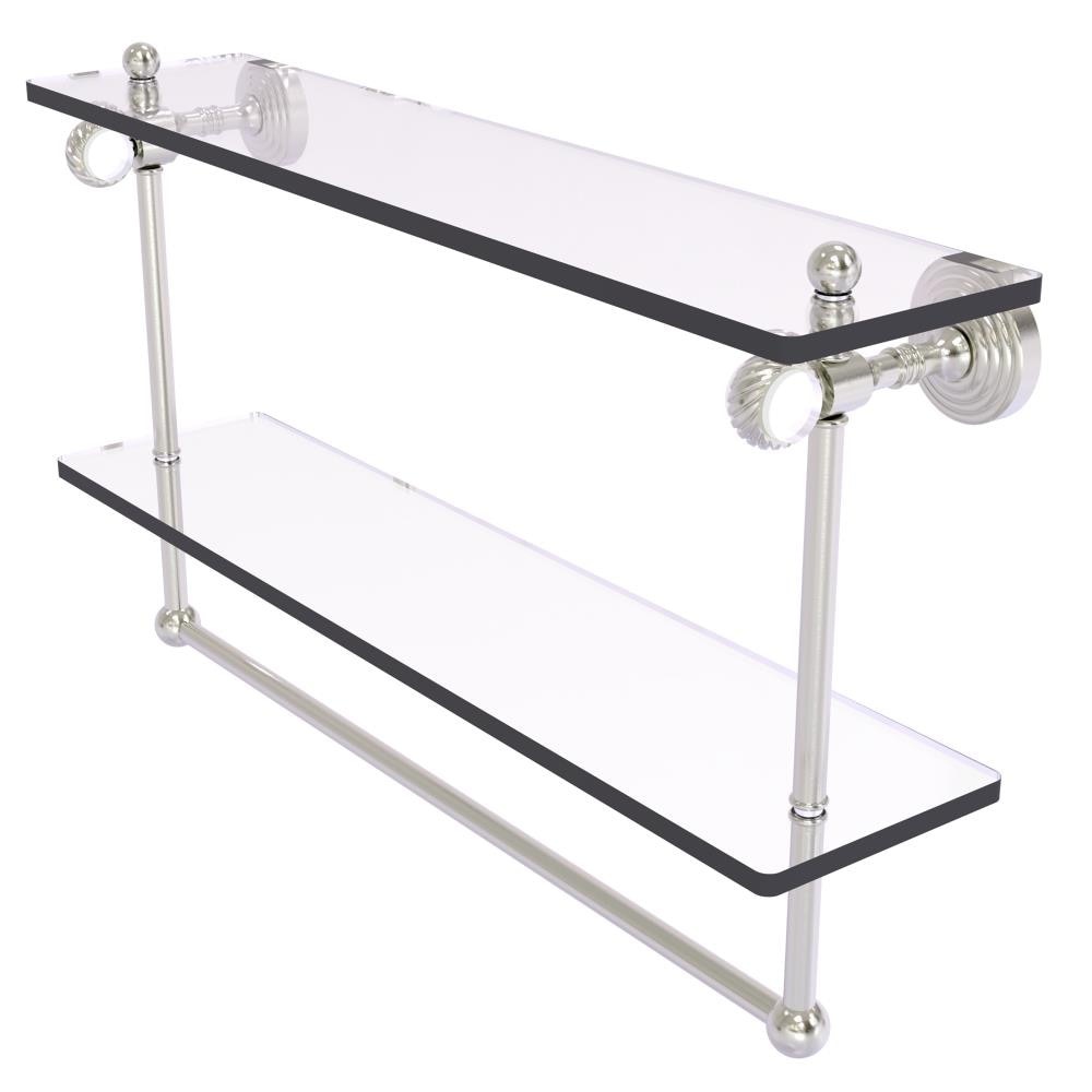 Allied Brass PG-2TBT-22-SN Pacific Grove Satin Nickel 2 -Tier Wall mount Bathroom Shelf ( 22-in x 13-in x 5-in )