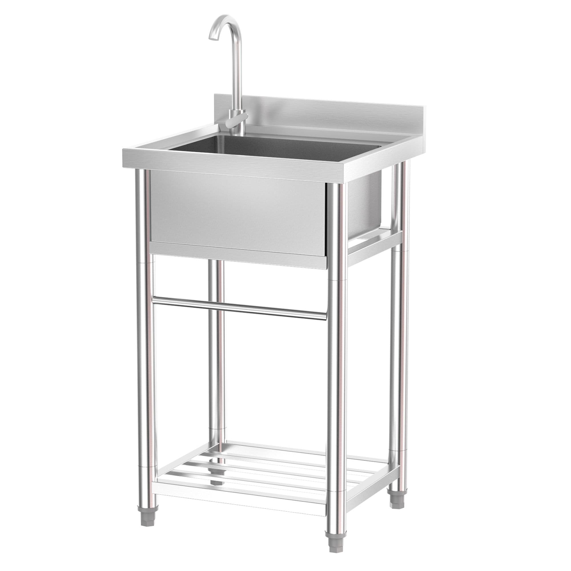 Winado  22 inch Freestanding Stainless Steel Single Basin Utility Sink with Storage Shelves