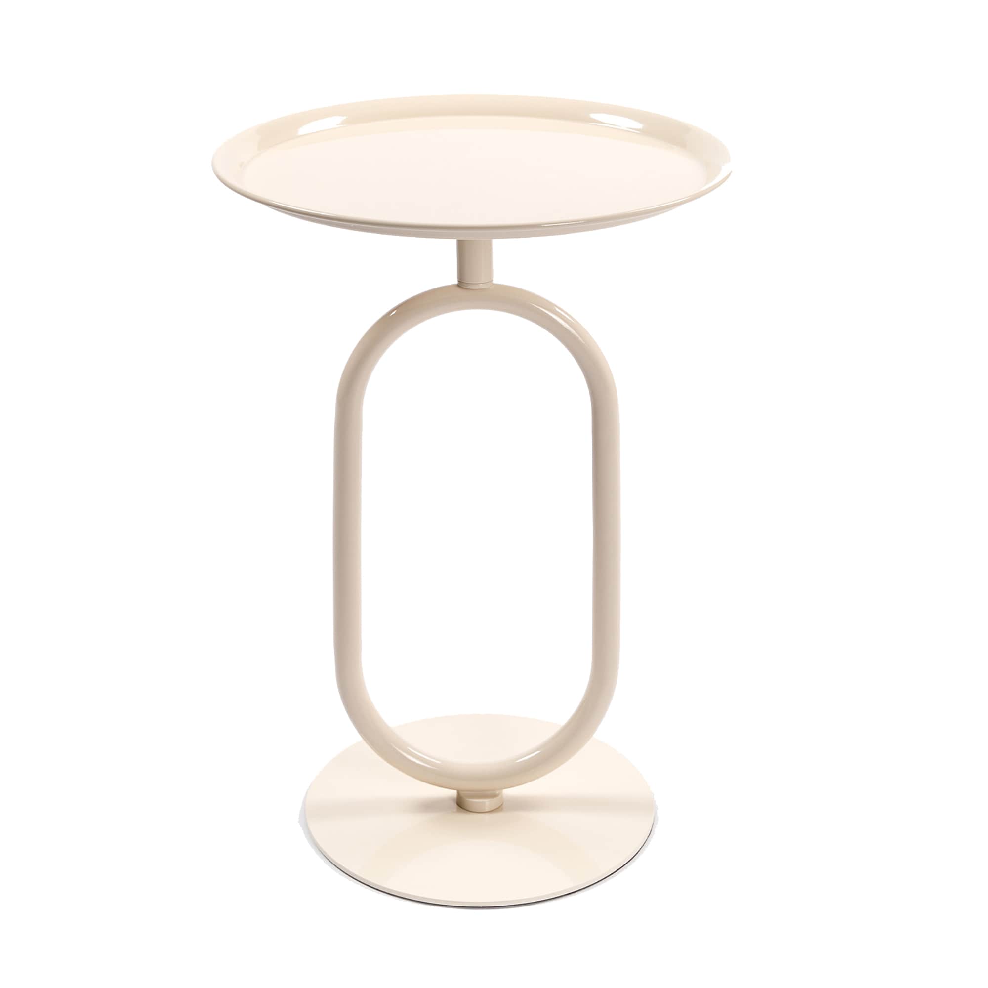 SINOFURN SYB930016WD 17.7-in W x 24-in H Cream White Metal Round Modern End Table Assembly Required