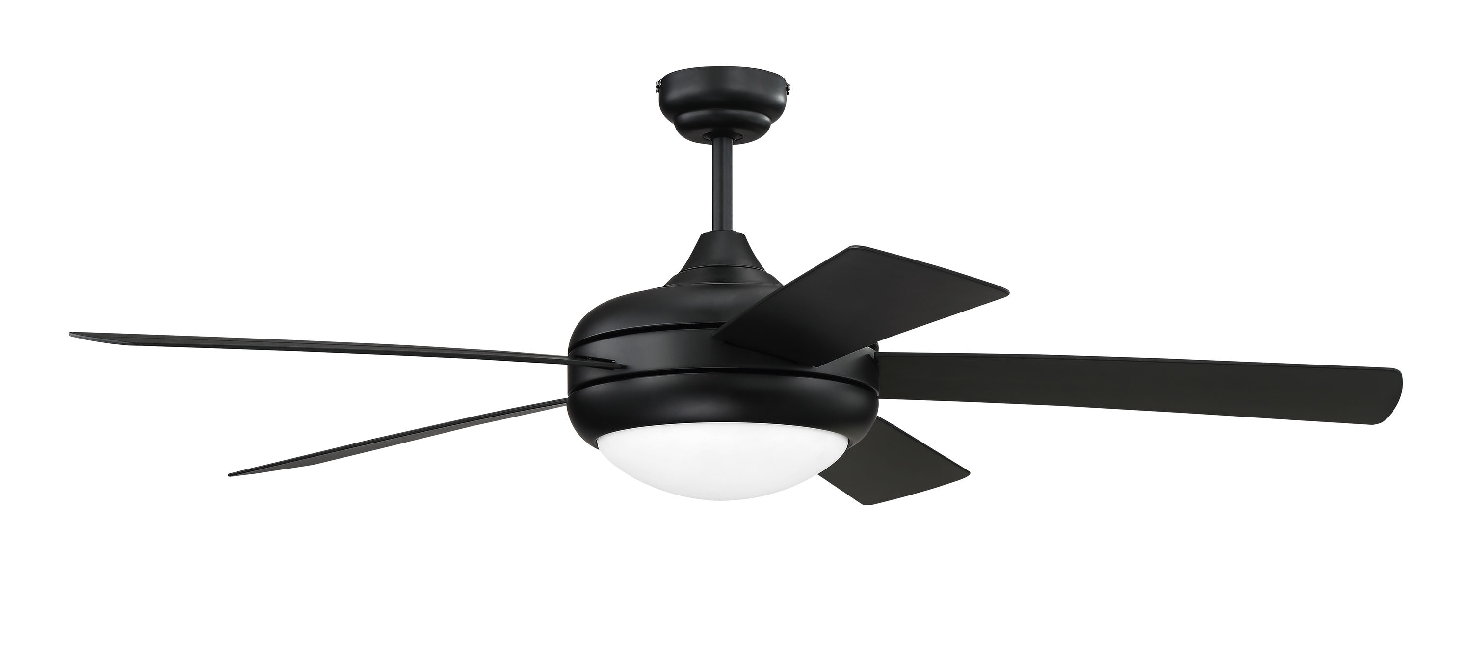 Craftmade CRO52FB5 Cronus 52-in Flat Black Indoor Downrod or Flush Mount Ceiling Fan with Light and Remote (5-Blade)