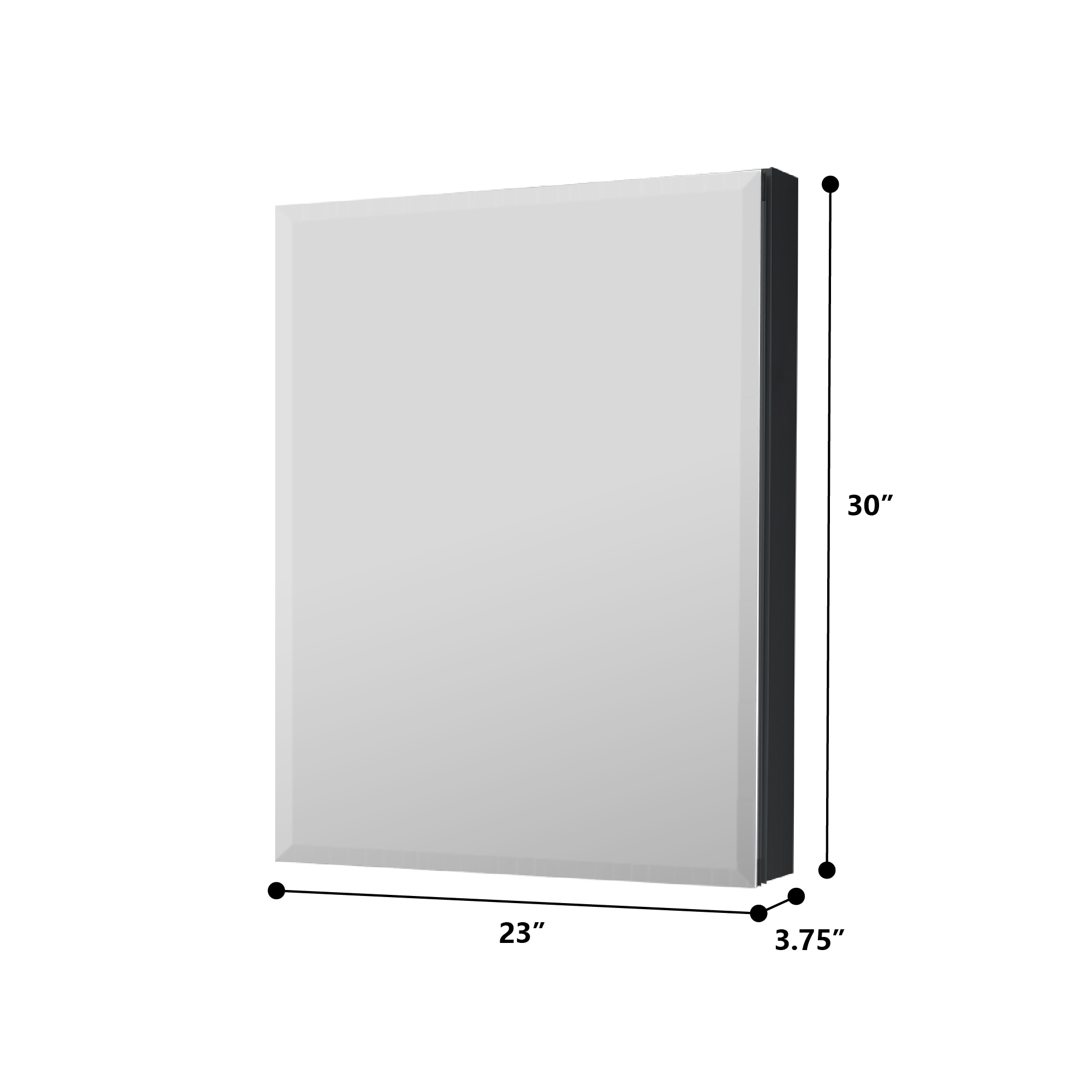 WELLFOR DH 23-in x 30-in Surface/Recessed Mount Black Mirrored Soft ...