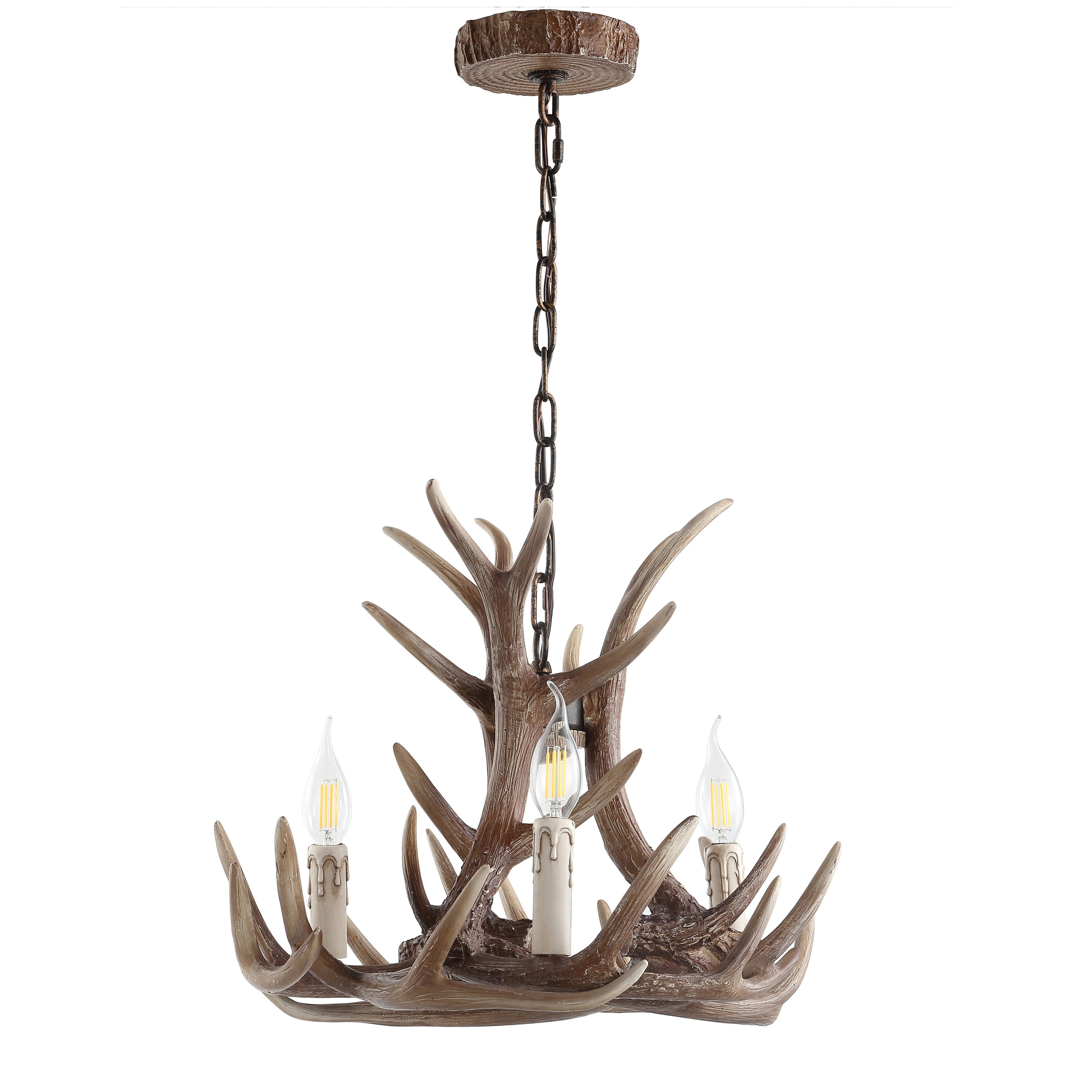 Eldora 18" Brown Resin Antler 3-Light Chandelier