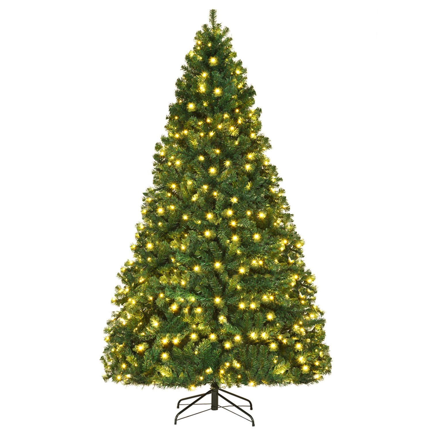 Costway CSHY000374 8Ft Pre-Lit Hinged PVC Christmas Tree 430 LED Lights Green