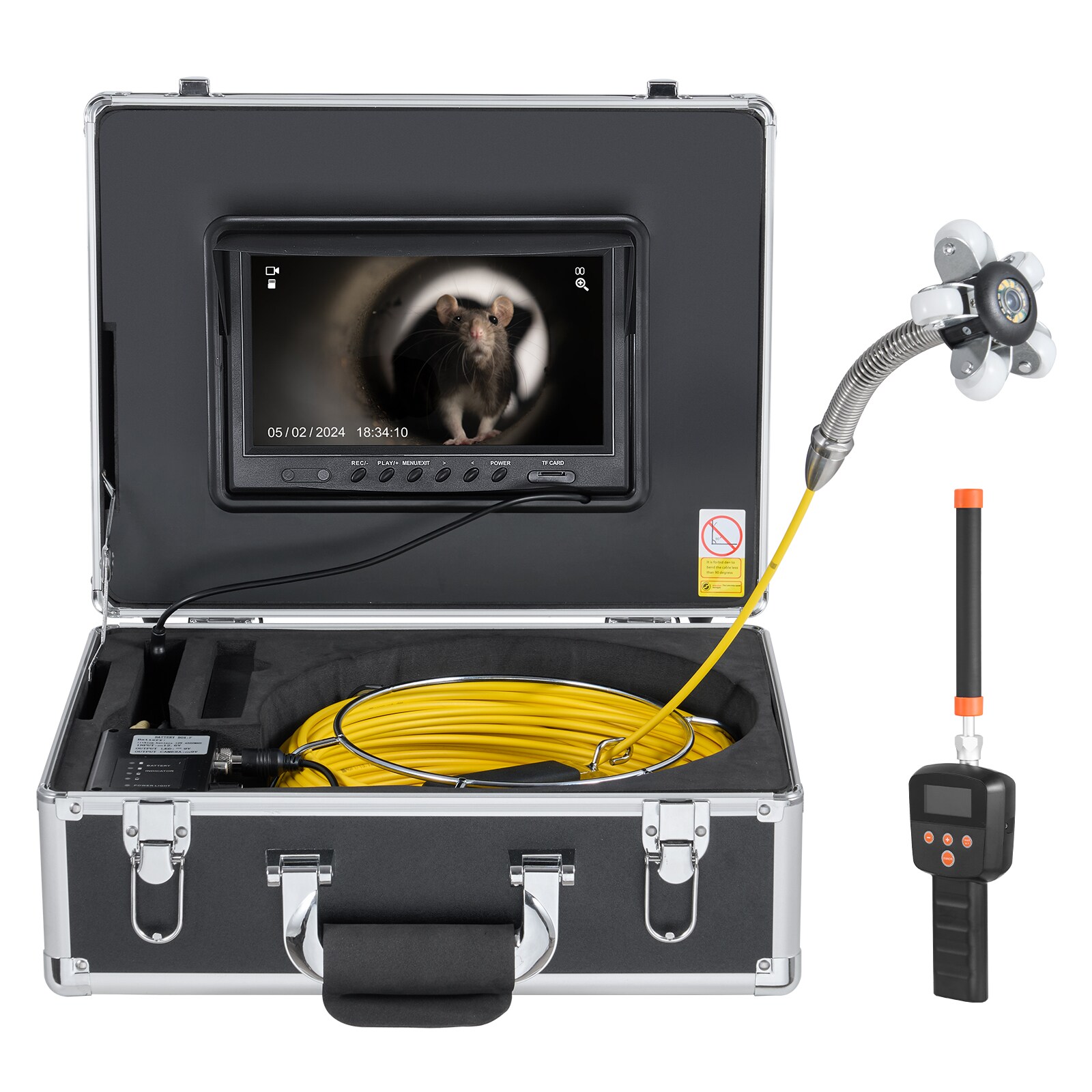 VEVOR GDSTJ100FTGDKSY01V1 Sewer Camera, 100FT, 9-in Screen Pipeline Inspection Camera with DVR Function and 8 GB SD Card, Waterproof IP68 Borescope w/LED Lights, Industrial Endoscope for Home Wall Duct Drain Pipe Plumbing
