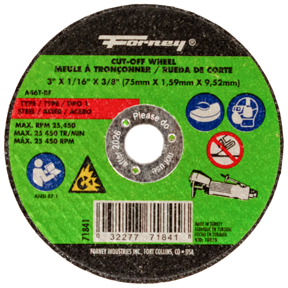 Forney 71841 Cut Off Wheel 3-Inches Aluminum oxide Cut-off wheel