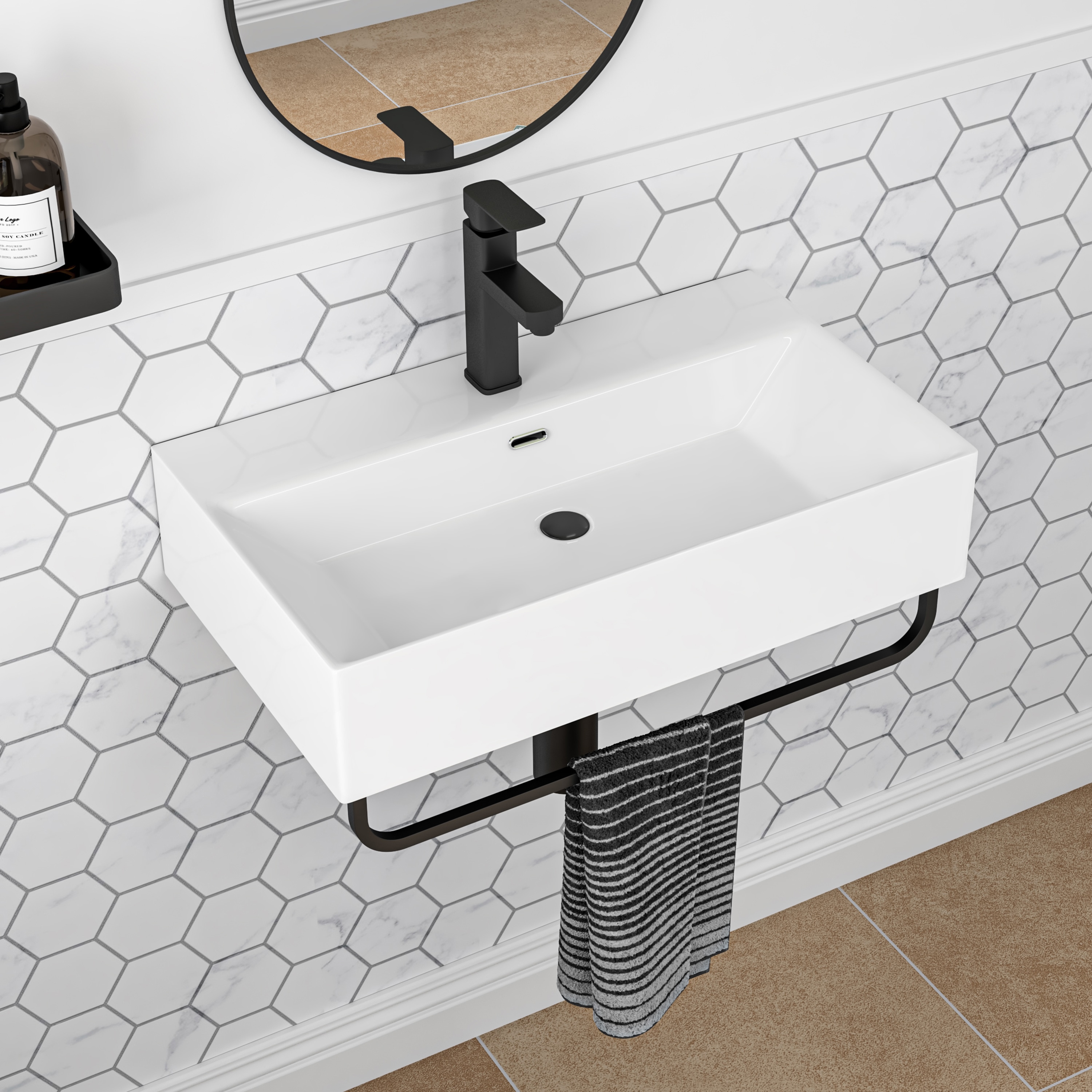 Eridanus Turner Vitreous China 23.75-in Wall-mount Rectangular Modern ...