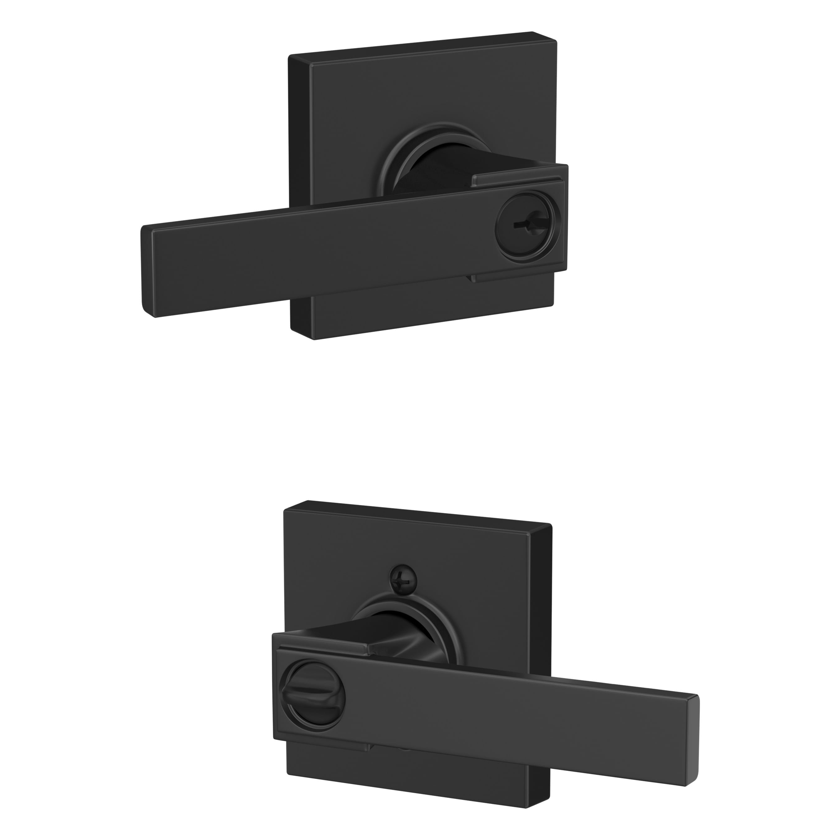 Schlage F51A NBK 622 COL Northbrook - Collins Matte Black Exterior Keyed Entry Door Handle