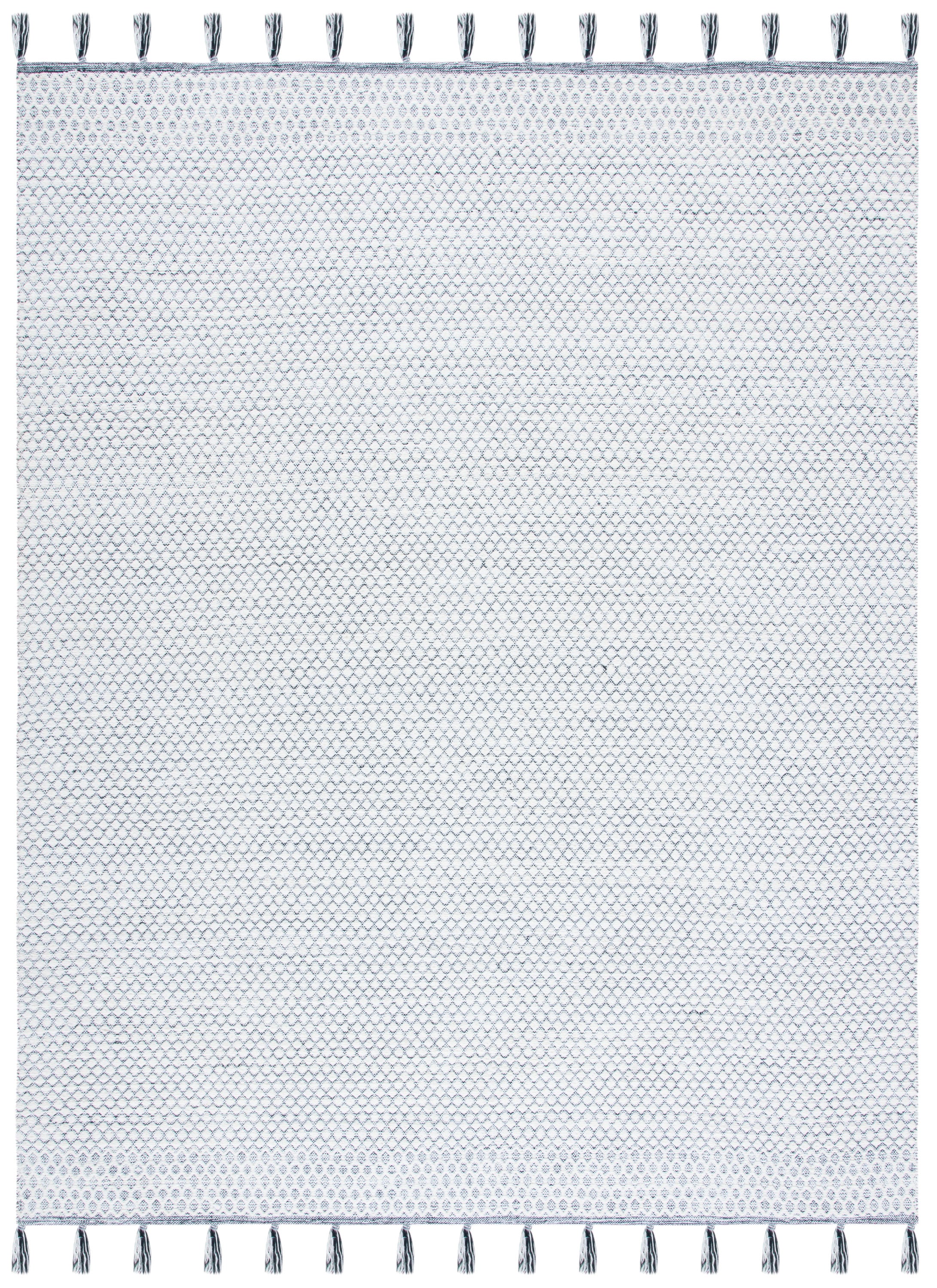 Handwoven Coastal-Contemporary Black Wool-Cotton Rug 8' x 10'