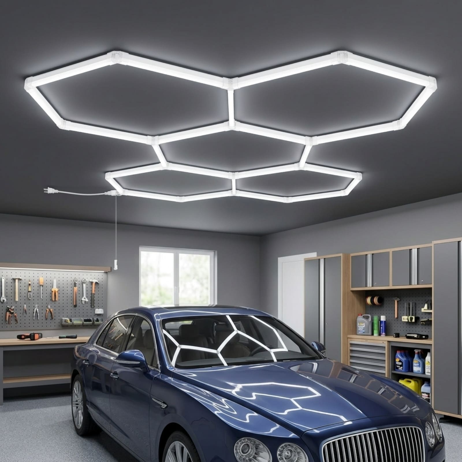 GIVIMO - Hexagon Garage Lights 26400-lumen 6500 K LED Shop Lights 5-Pack Honeycomb Ceiling Light ...