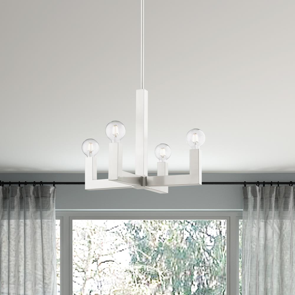 Mini Brushed Nickel Crystal 4-Light Chandelier
