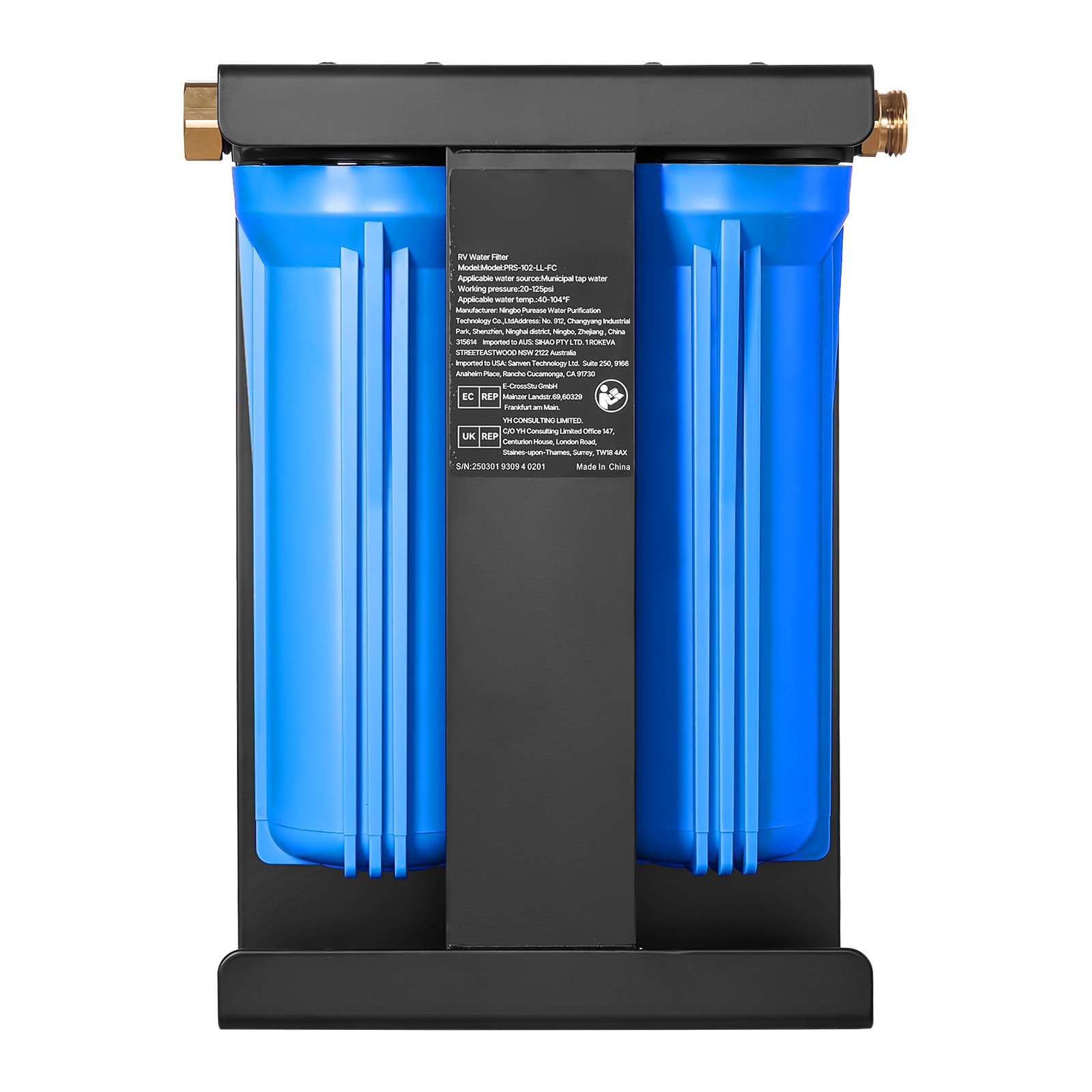 VEVOR RV Water Filtration System 2-Cartridge Water Filter System for Campers Remove Chlorine Bad Tastes Odors and Most Contaminants RV Filter with Bracket for RVs Boats Vans