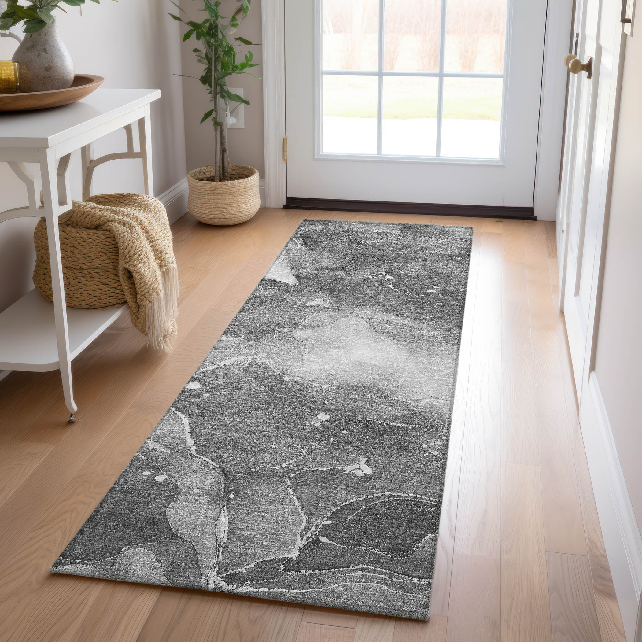 Addison Rugs ACN522GY2X8 Chantille ACN522GY 2 x 7 (ft) Polyester Gray Rectangular Indoor/Outdoor Abstract Machine washable Area rug