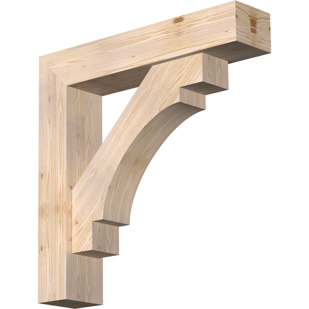 Ekena Millwork 1463396 Merced Block Smooth Bracket with Offset Brace 7-1/2-in x 36-in x 36-in Douglas fir Brown Wood Standard bracket
