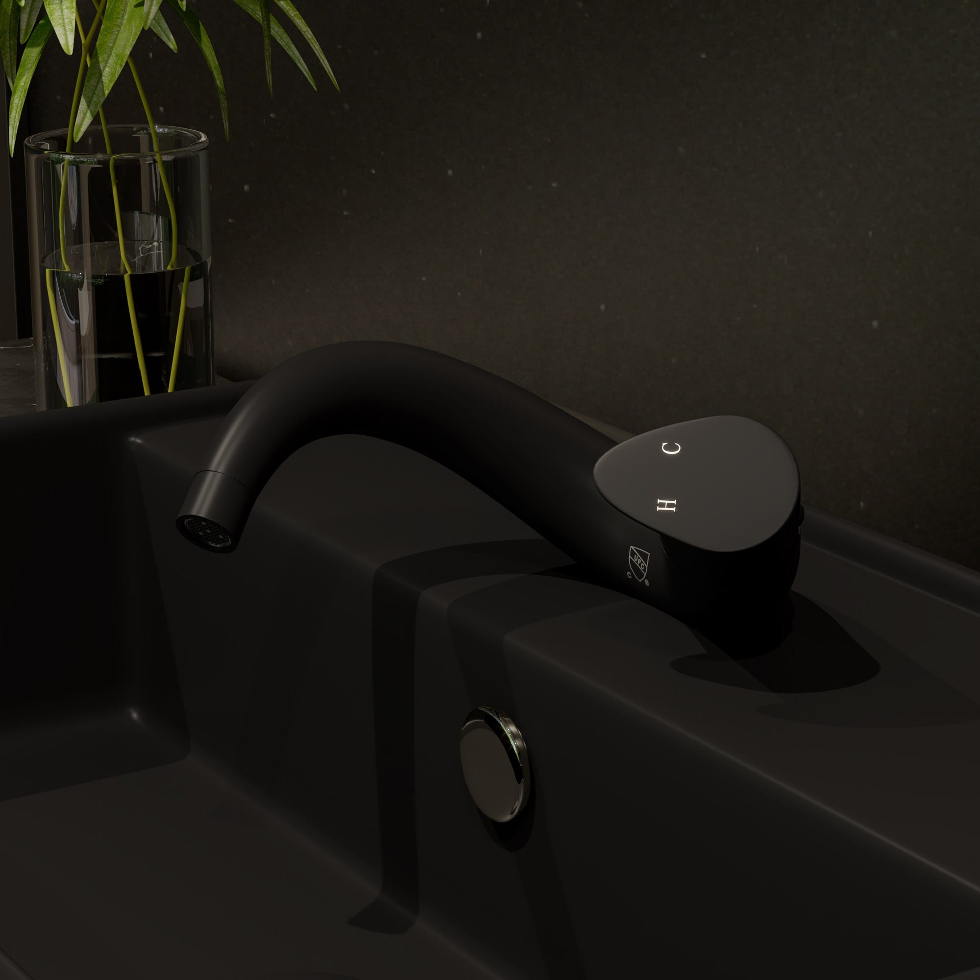 Matte Black Single-Handle Bathroom Faucet with Wave Design