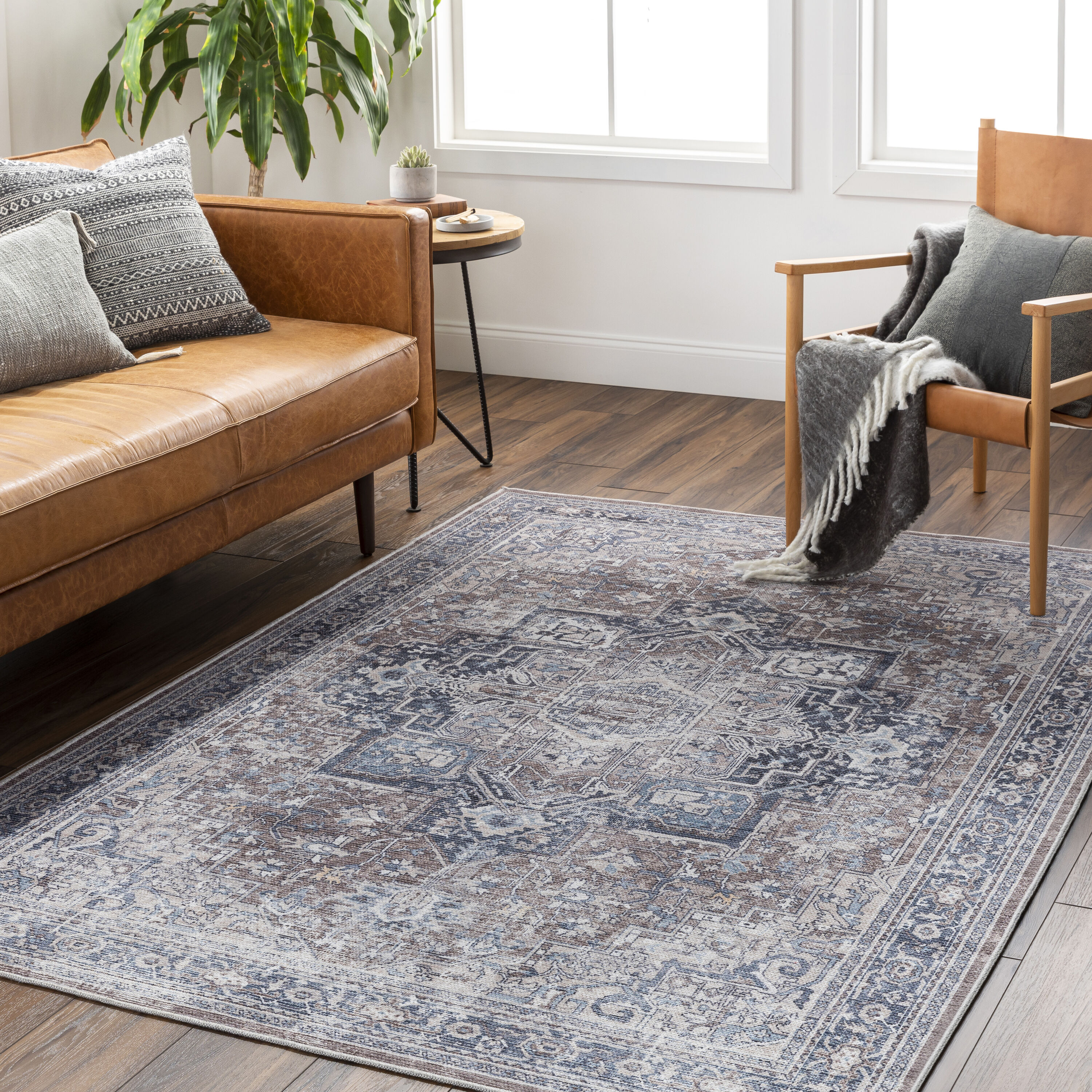 Livabliss CLN2315-679 Colin 7 x 9 (ft) Cotton/Polyester Brown Rectangular Indoor Medallion Oriental Machine washable Area rug