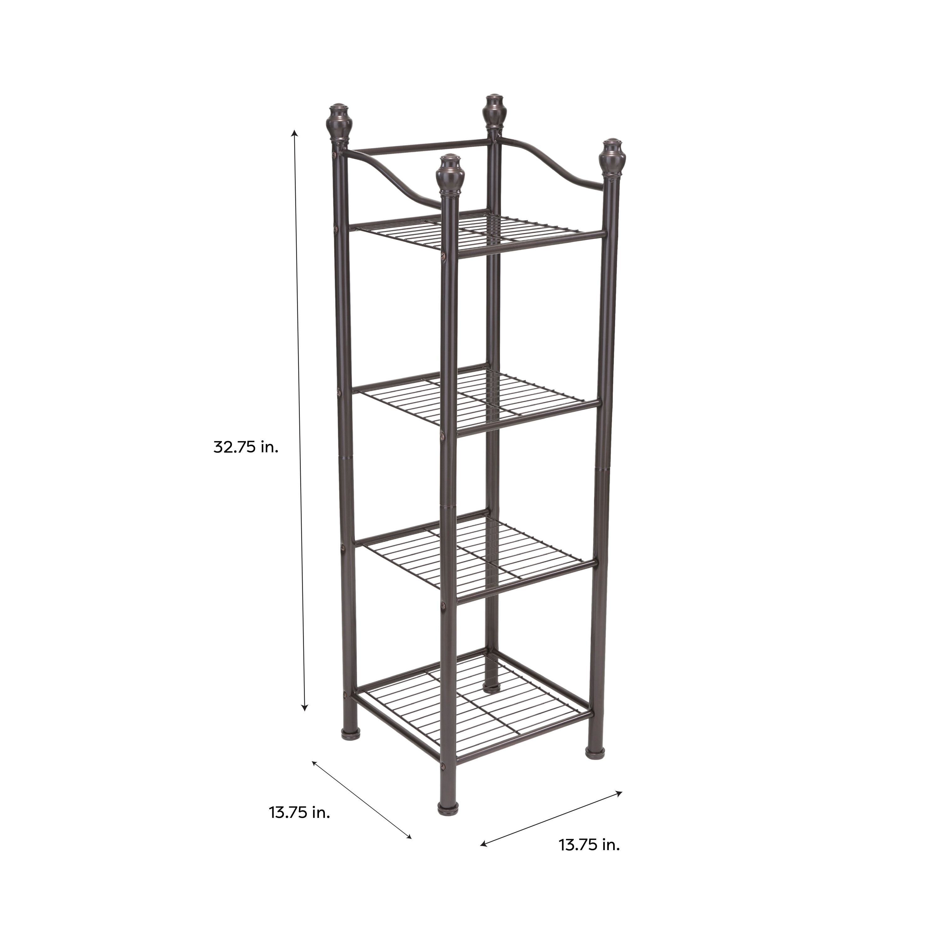 Organize It All Bronze 2-Tier Metal Freestanding Bathroom Shelf (25.25-in x  64.5-in x 10.25-in)