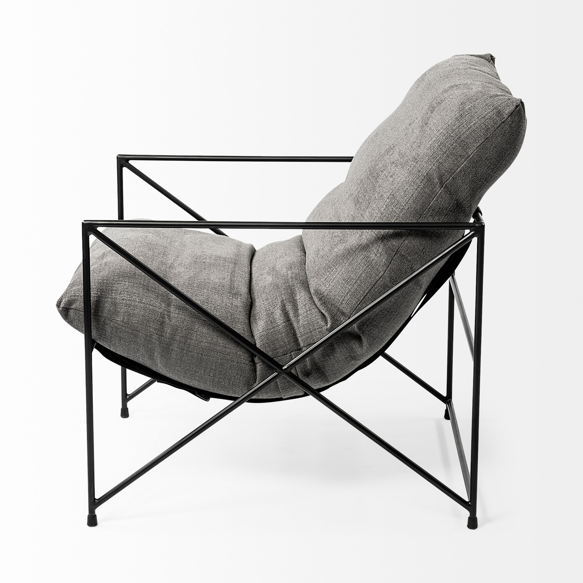 Leonidas Gray Fabric and Black Metal Accent Chair