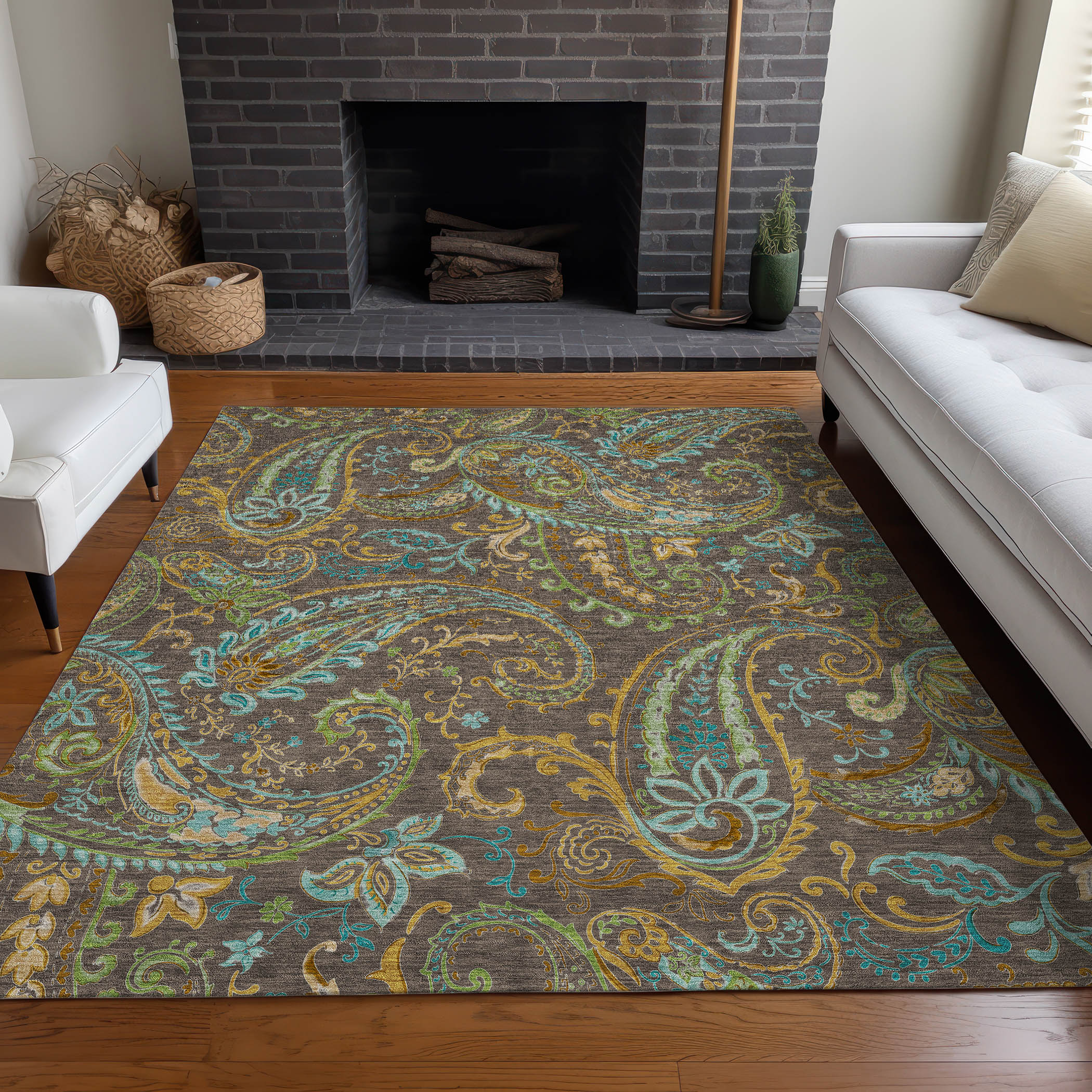 Addison Rugs ACN533CH10X14 Chantille 10 x 14 (ft) Polyester Chocolate Rectangular Indoor/Outdoor Paisley Farmhouse/Cottage Machine washable Area rug
