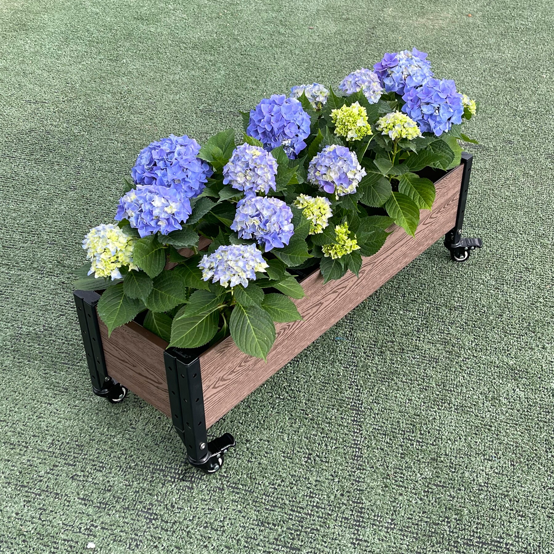 Brown Composite Rolling Planter Box with Black Frame