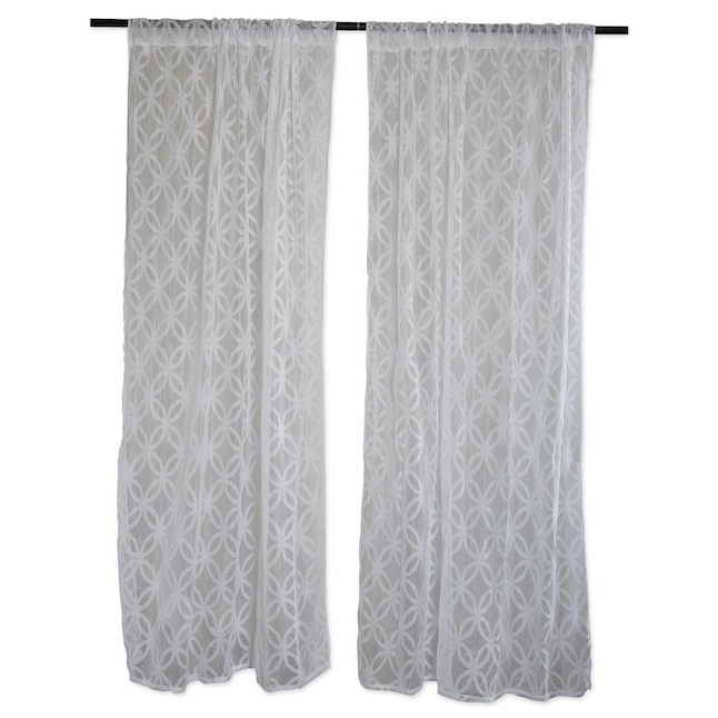 Dii 108 In Lattice White Light Filtering Rod Pocket Curtain Panel Pair The Curtains Ds Department At Lowes Com