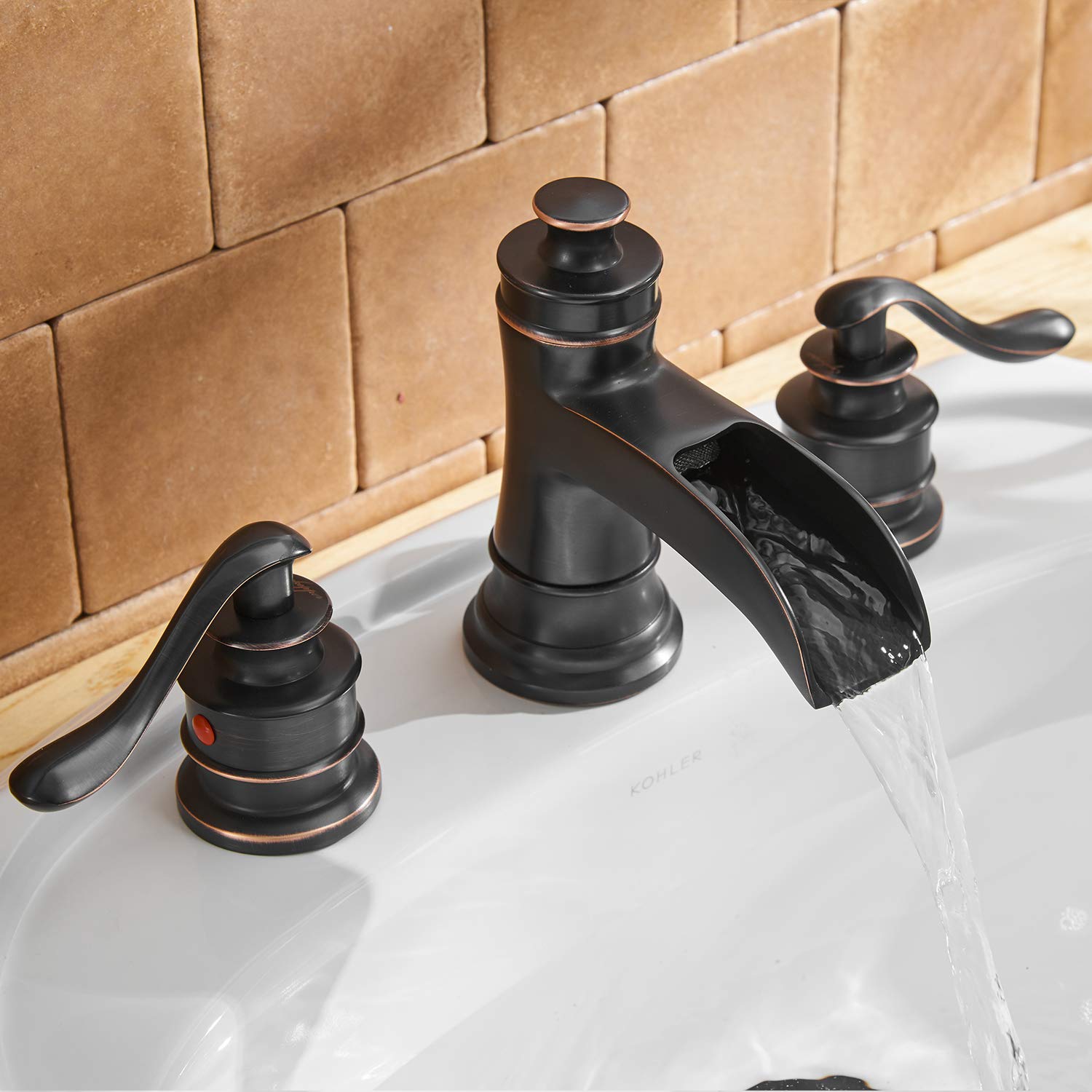 Bwe Oil Rubbed Bronze Widespread 2 Handle Bathroom Sink Faucet With Drain A 96556 Orb S 2 At 6402