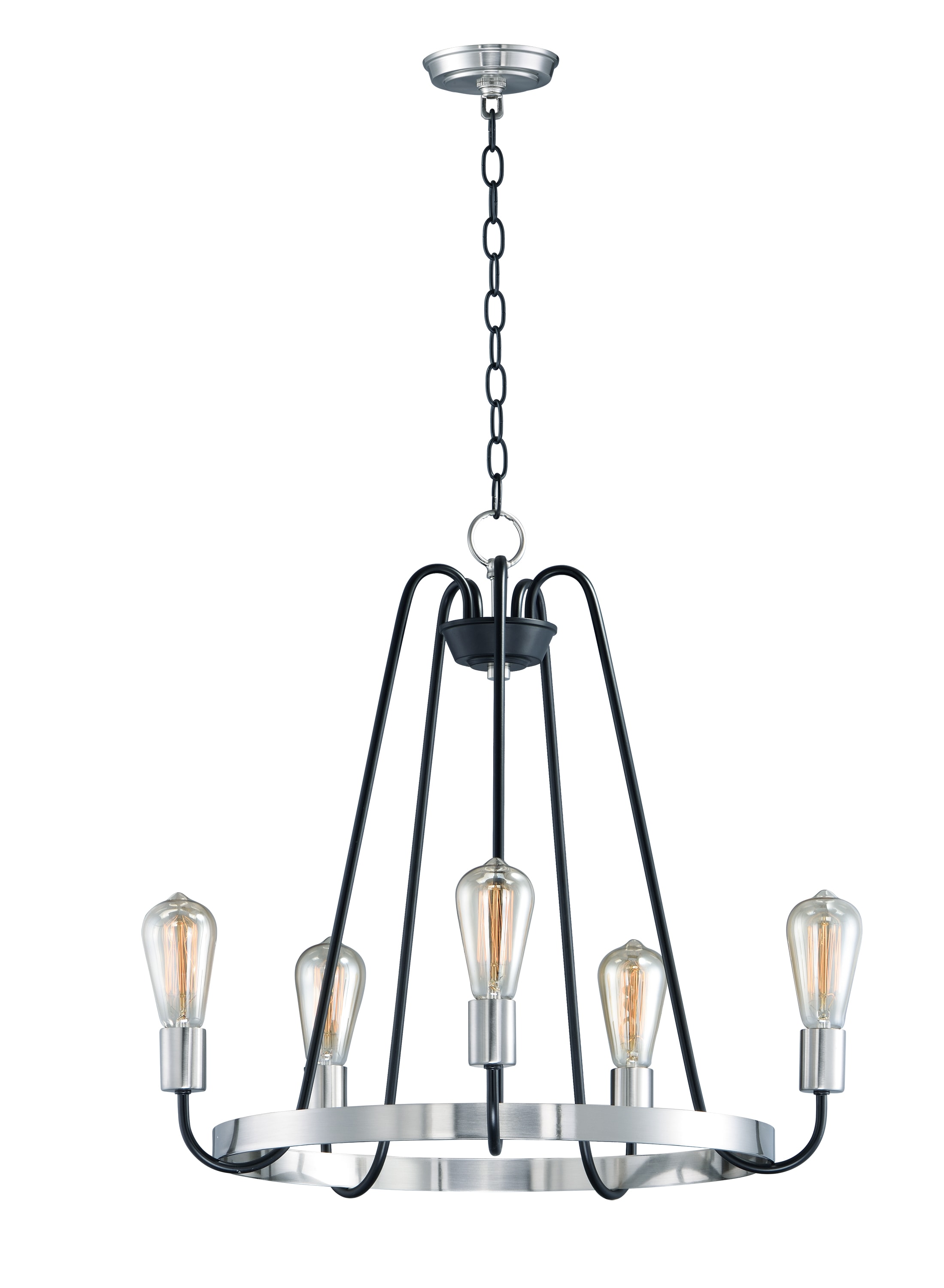 Maxim Lighting 11735BKSN Haven 5 -Light Multiple finishes Multiple colors Traditional For Use in Bedrooms, Dining Rooms, Foyers, Kitchens, Living Rooms Chandelier