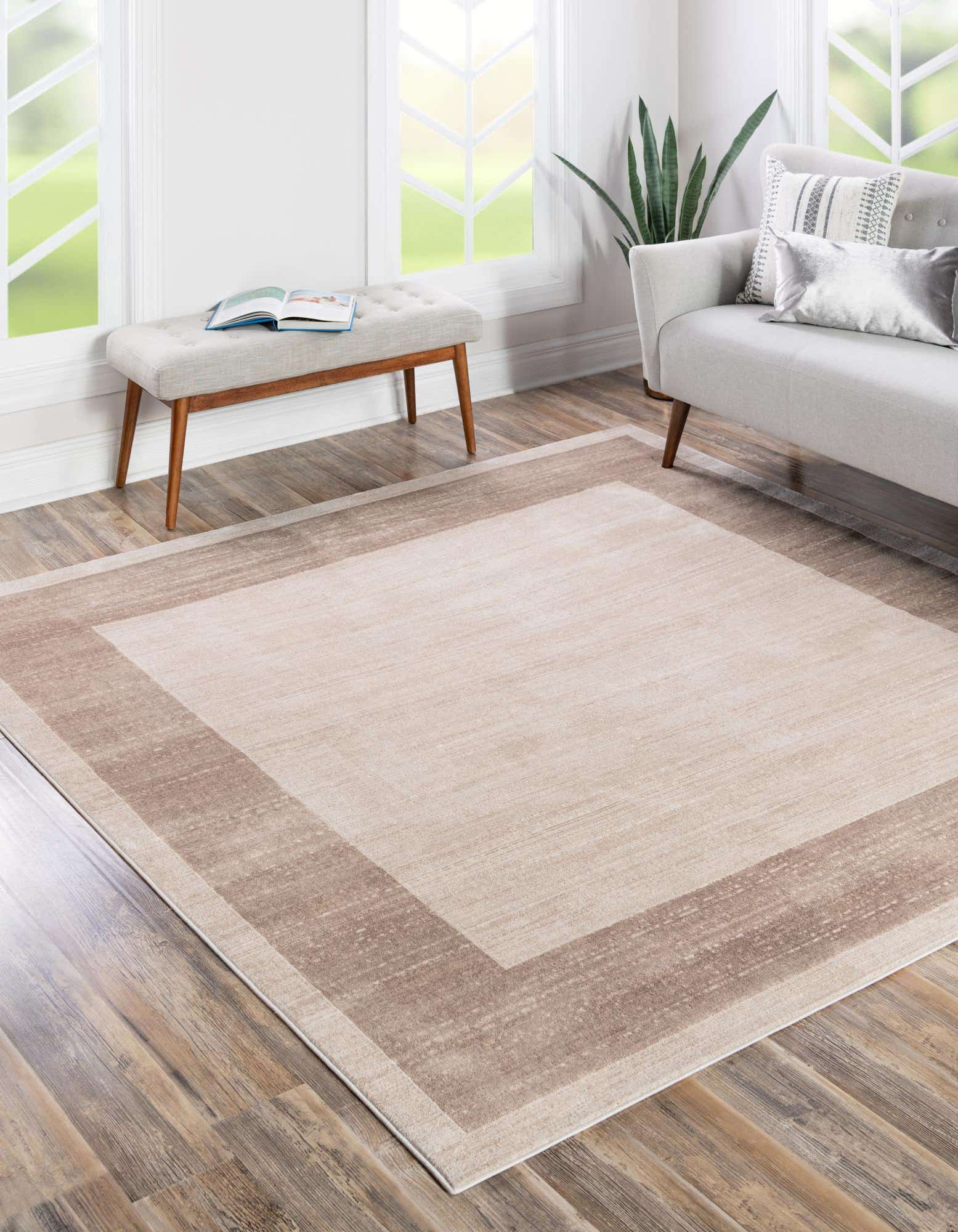 Unique Loom 3186903 Jill Zarin Uptown 8 x 8 (ft) Loomed Polypropylene Beige Square Indoor Coastal Area rug