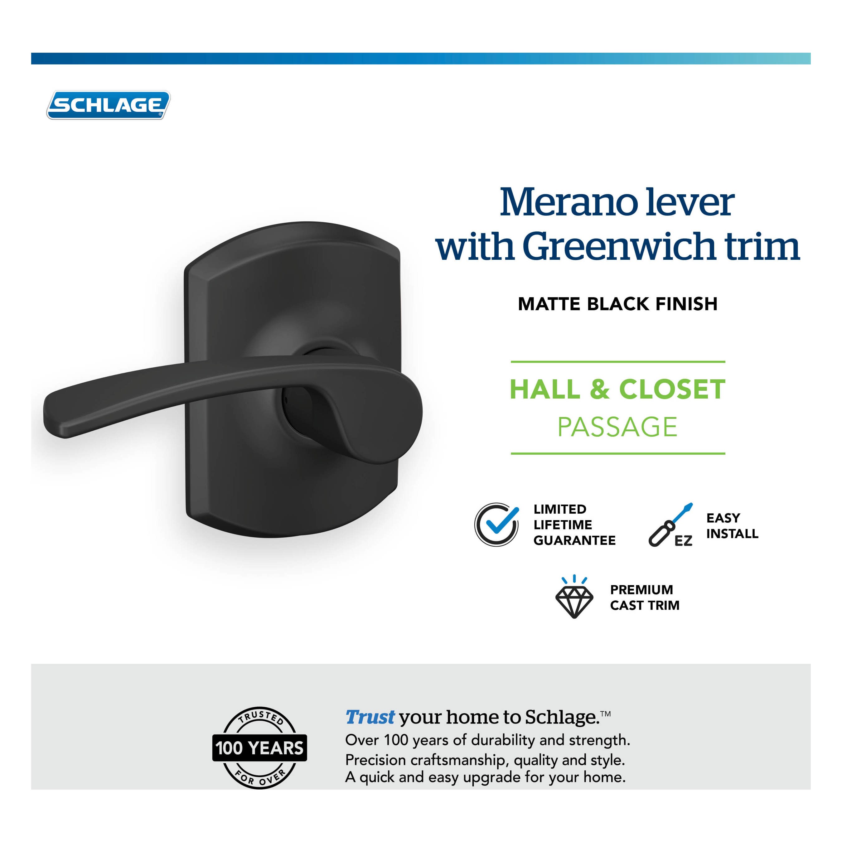 Schlage F10 MER 622 GRW Door-Handles - View #6