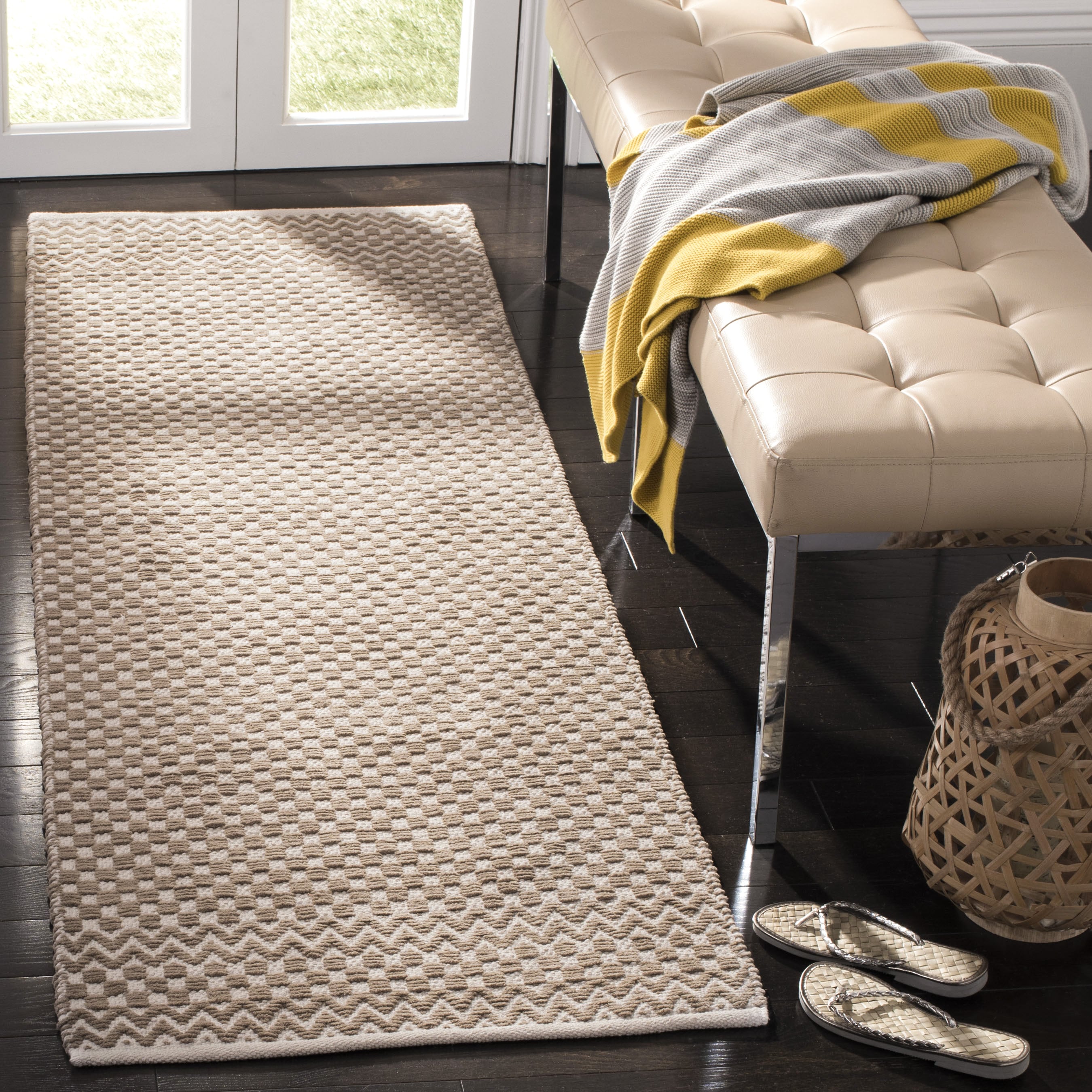 Safavieh BOS686E-27 Boston Tallis 2 x 7 (ft) Tufted Cotton Taupe Rectangular Indoor Geometric Coastal Runner rug