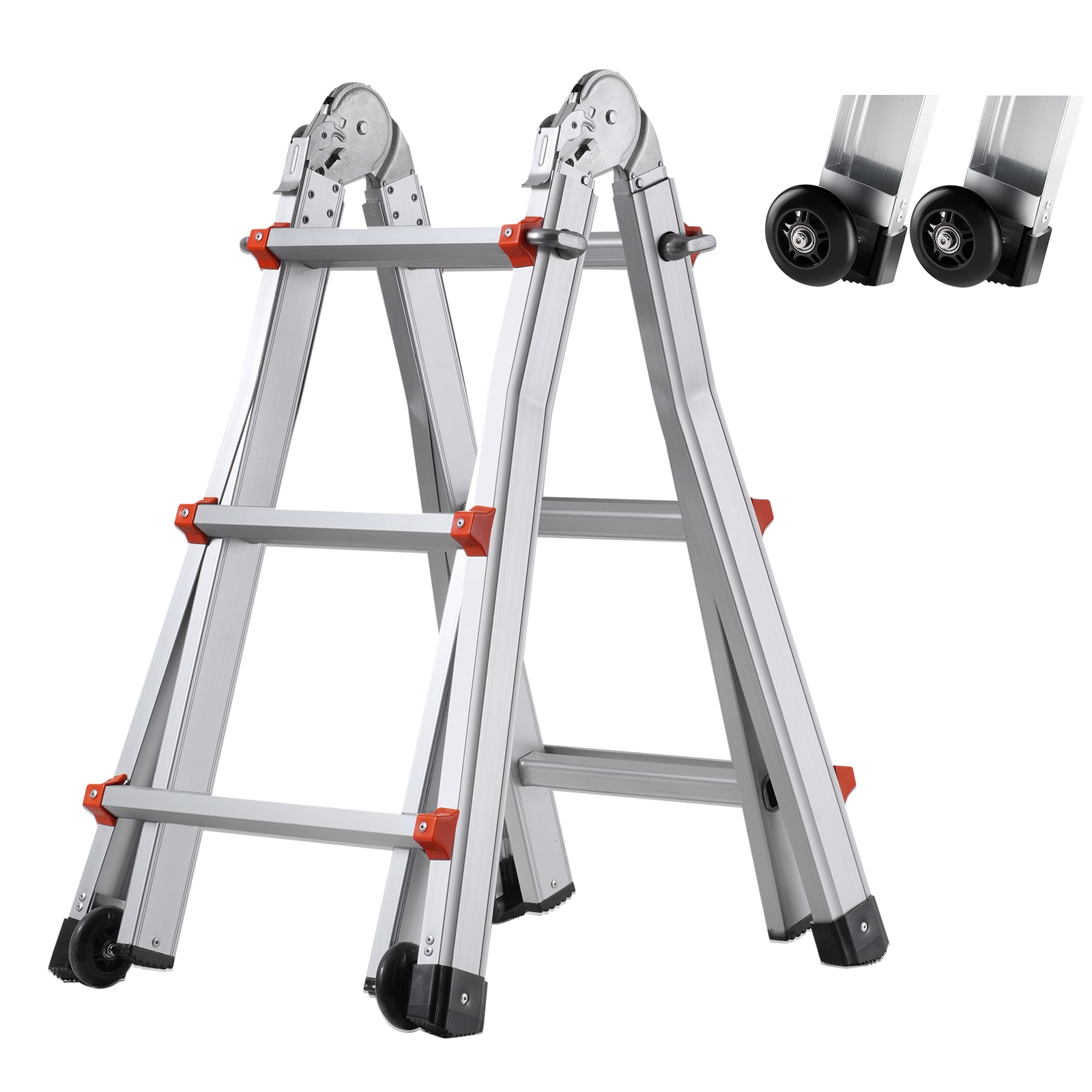 VEVOR SCDGNAZXYST306091V0 Telescoping Ladder A Frame  11 FT Compact Aluminum Extension Ladder  Multi-Function Portable Collapsible RV Ladder  Telescopic Ladder for Homework Stairs Indoor Outdoor Roof  330lb Load
