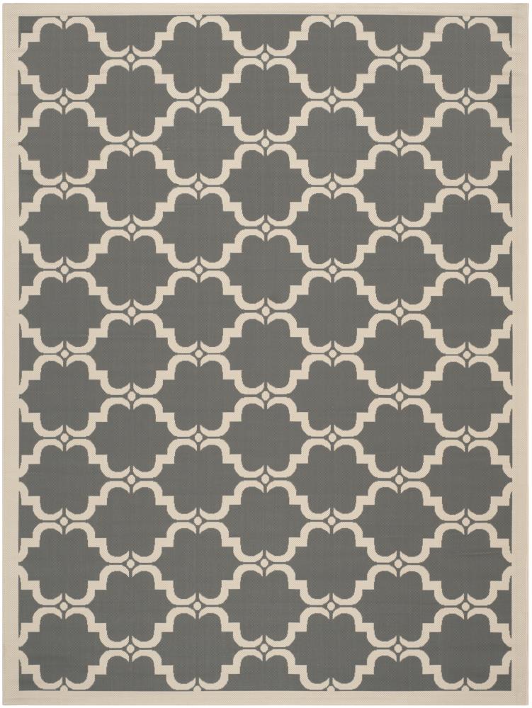 Safavieh CY6009-246-9 Courtyard Aldo 9 x 12 (ft) Loomed Polypropylene Anthracite/Beige Rectangular Indoor/Outdoor Trellis Coastal Area rug